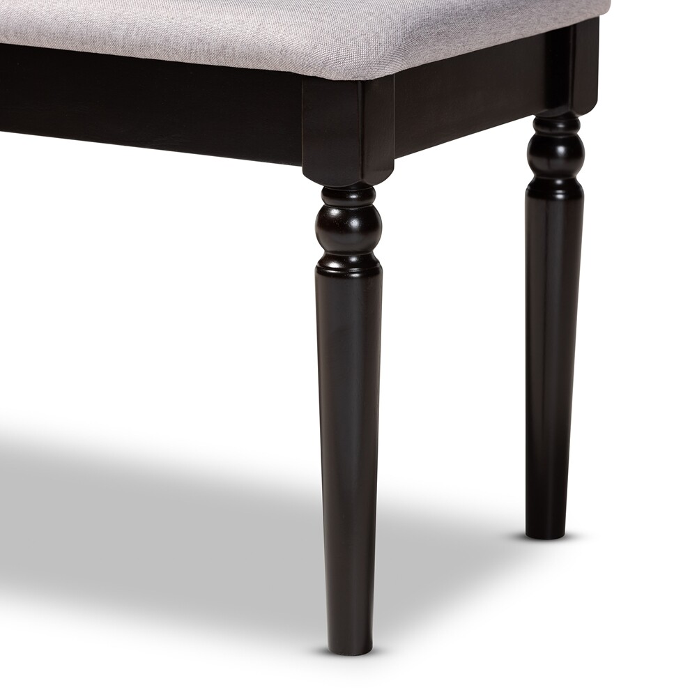 Dining / Entryway Piano Bench Gray or Tan Fabric Light Walnut or Dark Brown Wood