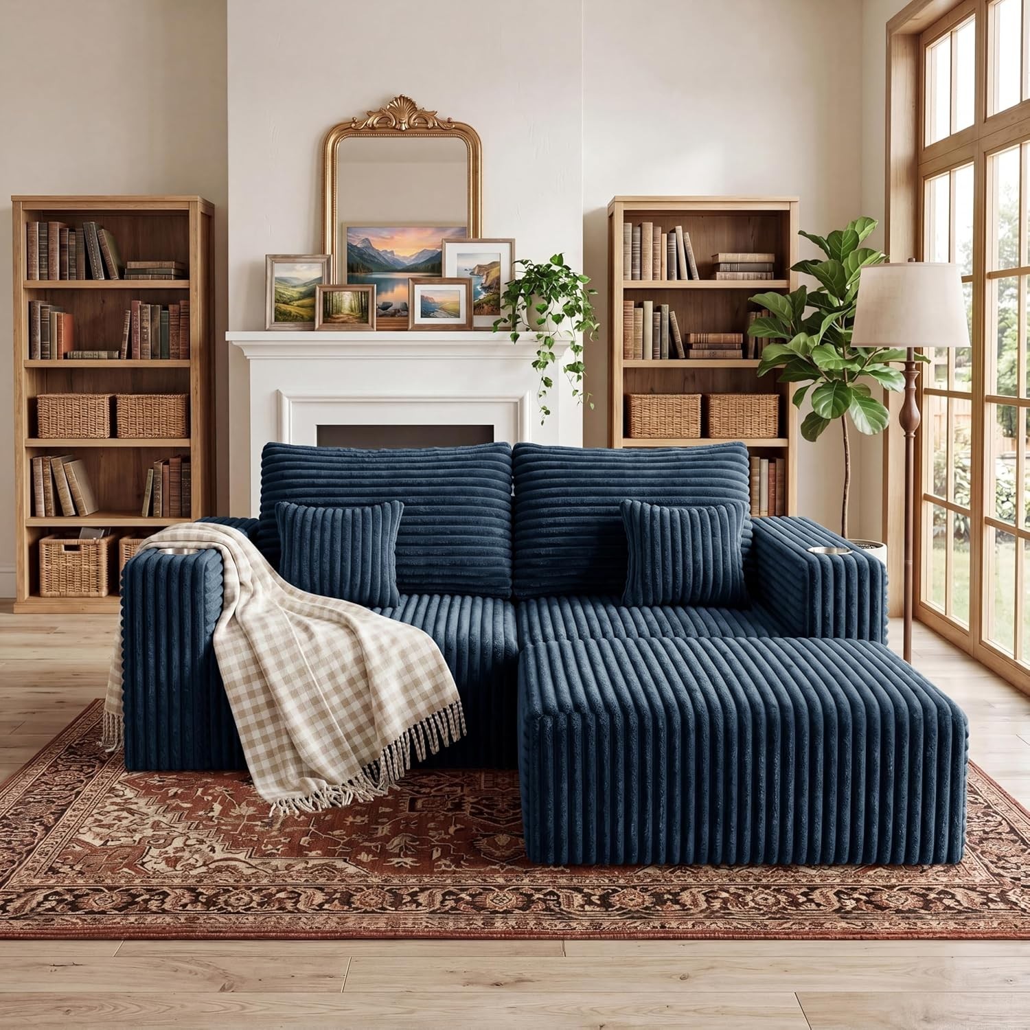 67.7” L-Shaped Cloud Modular Sectional Sofa, Modern Corduroy Memory Foam Cou…