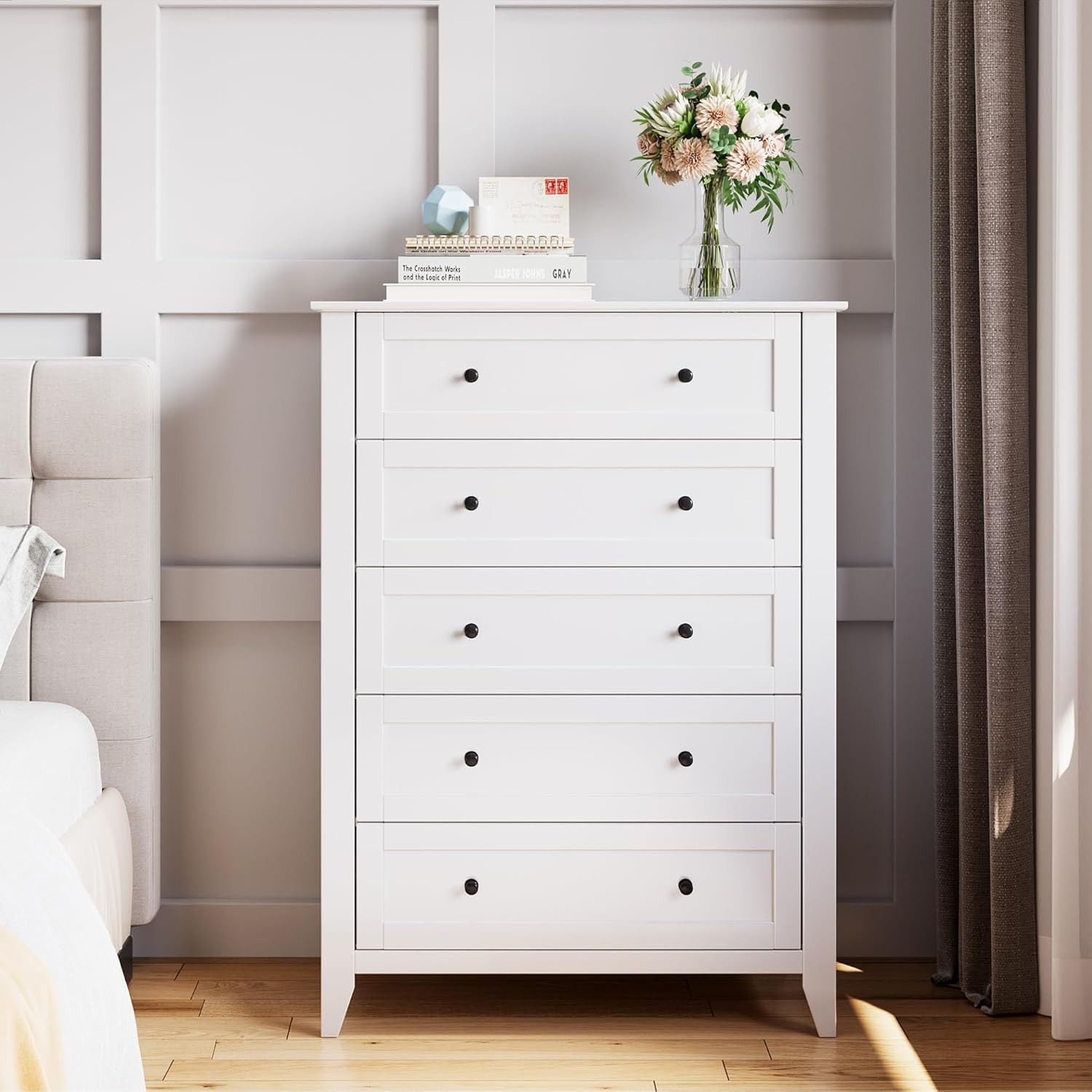 5 Drawer Dresser for Bedroom Tall Dresser with Deep Drawers for Entryway Hallway