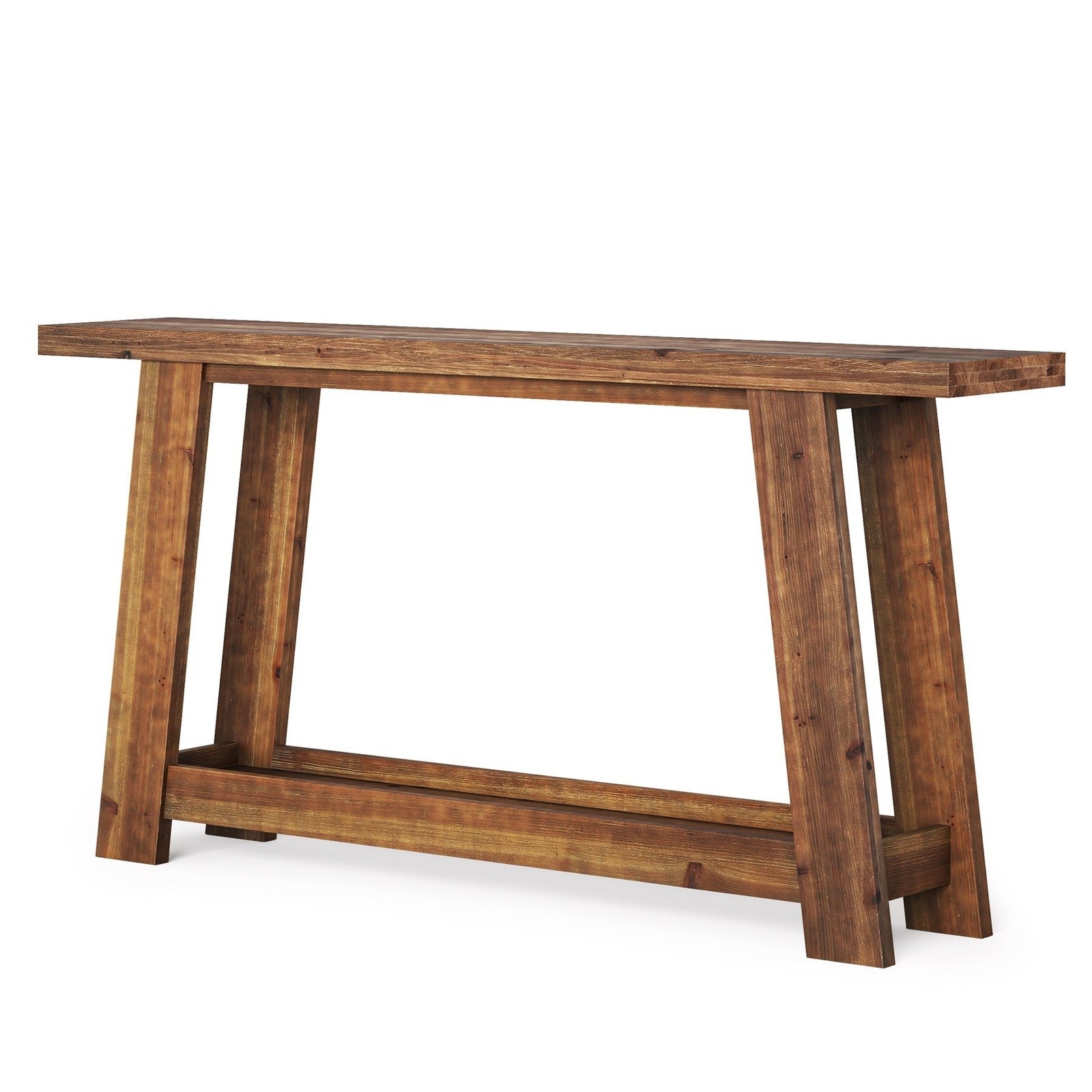 63″ Console Table, Farmhouse Wood Sofa Entryway Table with 2-Tier Shelf