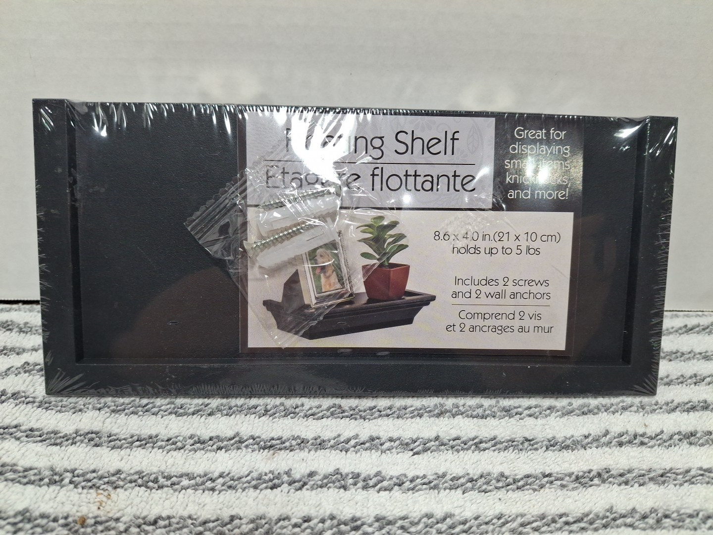 Greenbrier Black Small Floating Shelf, 8.625 inches x 4 inches x 1.5 inches