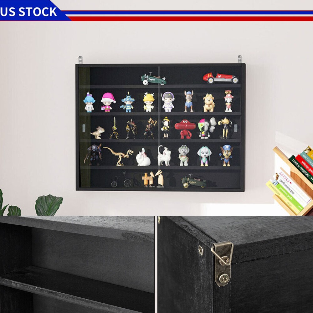 Display Cabinet 5-Tier Wall Mounted Adjustable Shelf Collectibles Toy Rack