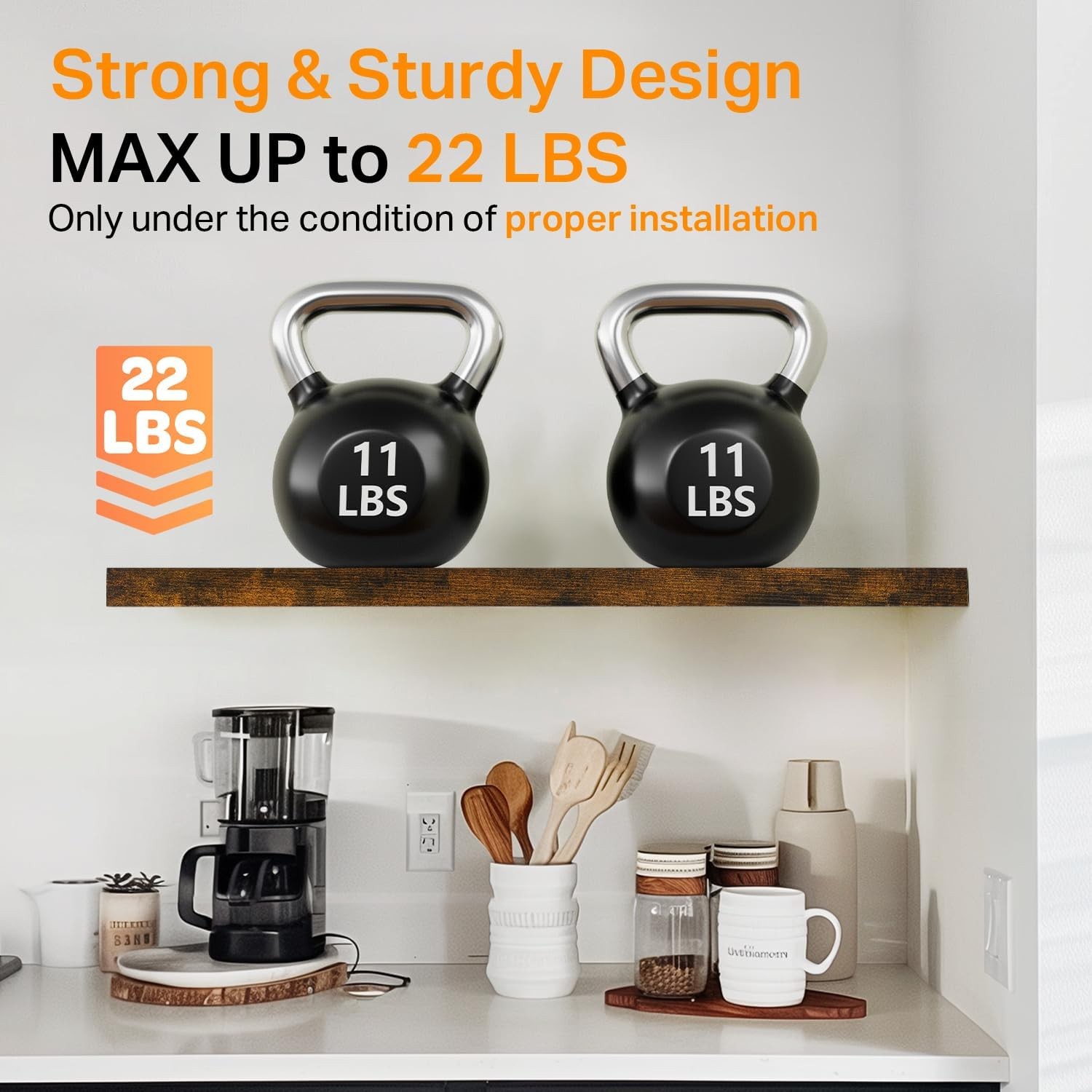 2 Pack Floating Shelves for Wall (22.5Inch) Wall-Mounted Shelves with Brackets