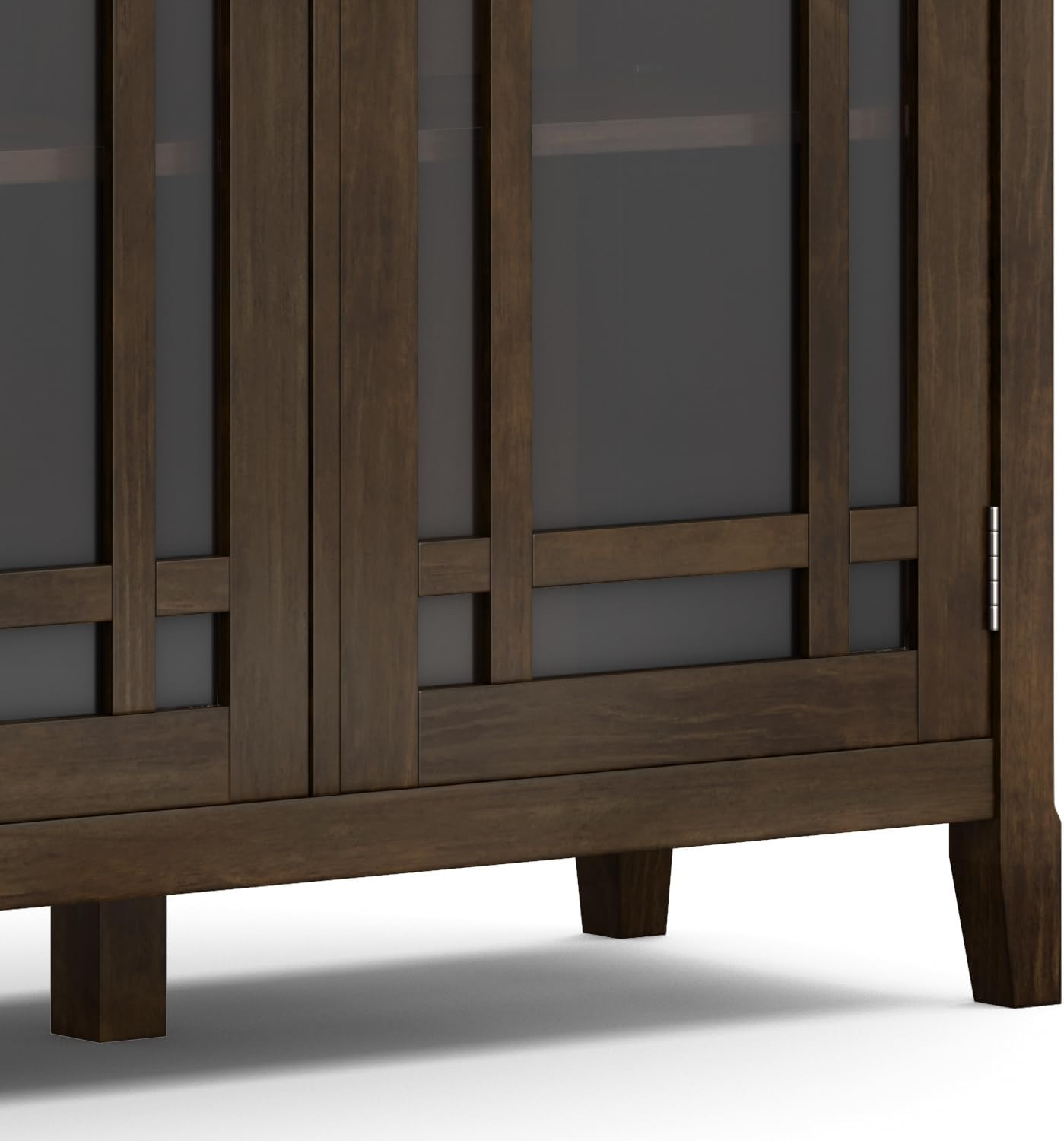 Bedford 62″ Solid Wood Storage Cabinet with Glass Doors in Dark Tobacco Brown