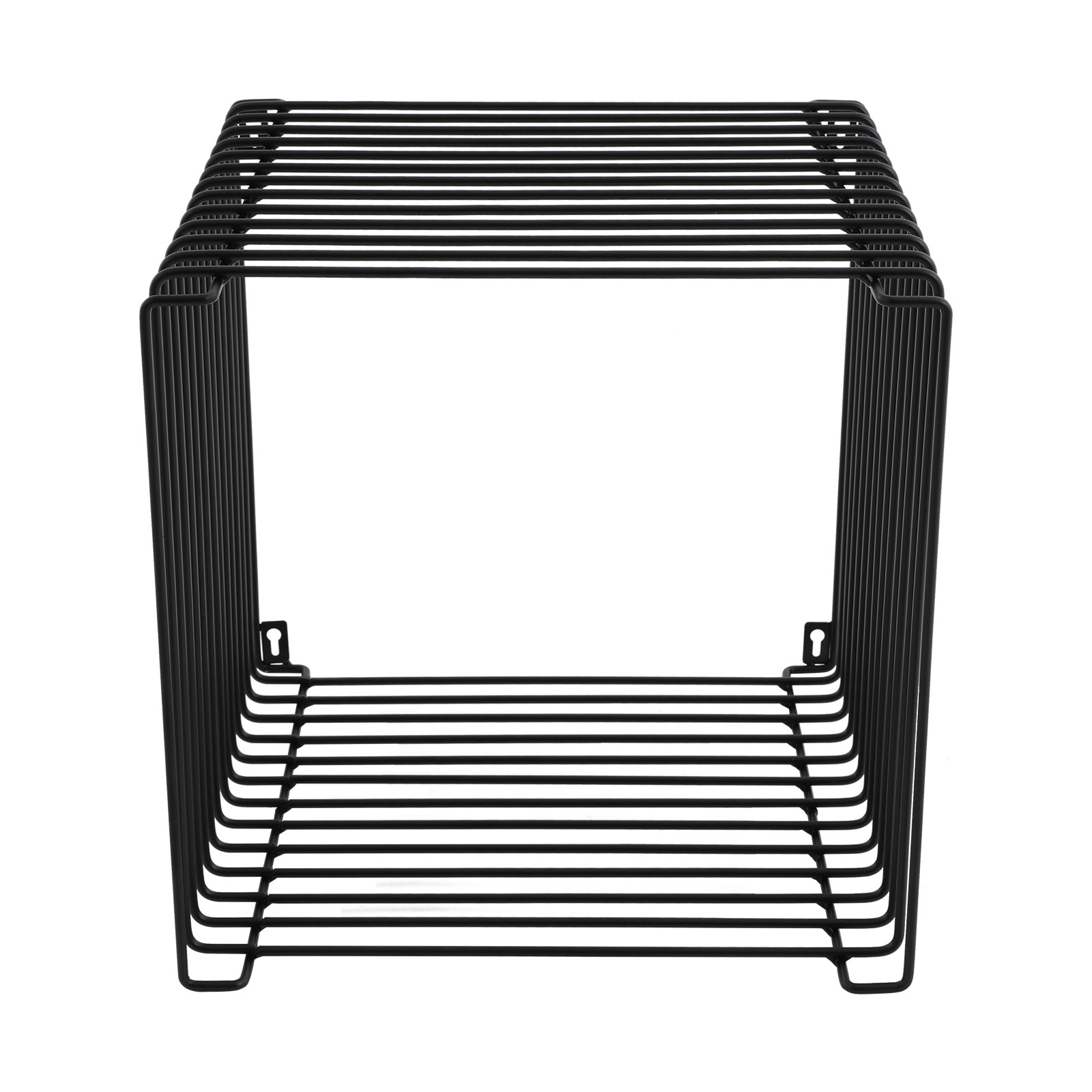 Black Square Side Table Wall or Floor Mount Geometric Retro Metal End Table