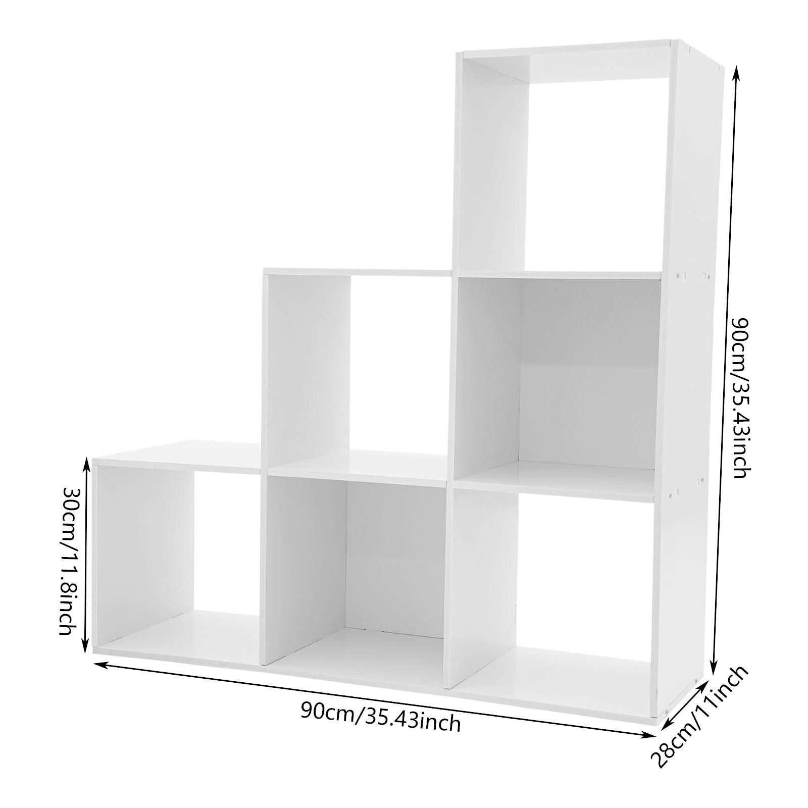 Freestanding 6-cube L-Shaped Corner Shelf for Home/Office 35.43*11*35.43 in 7kg
