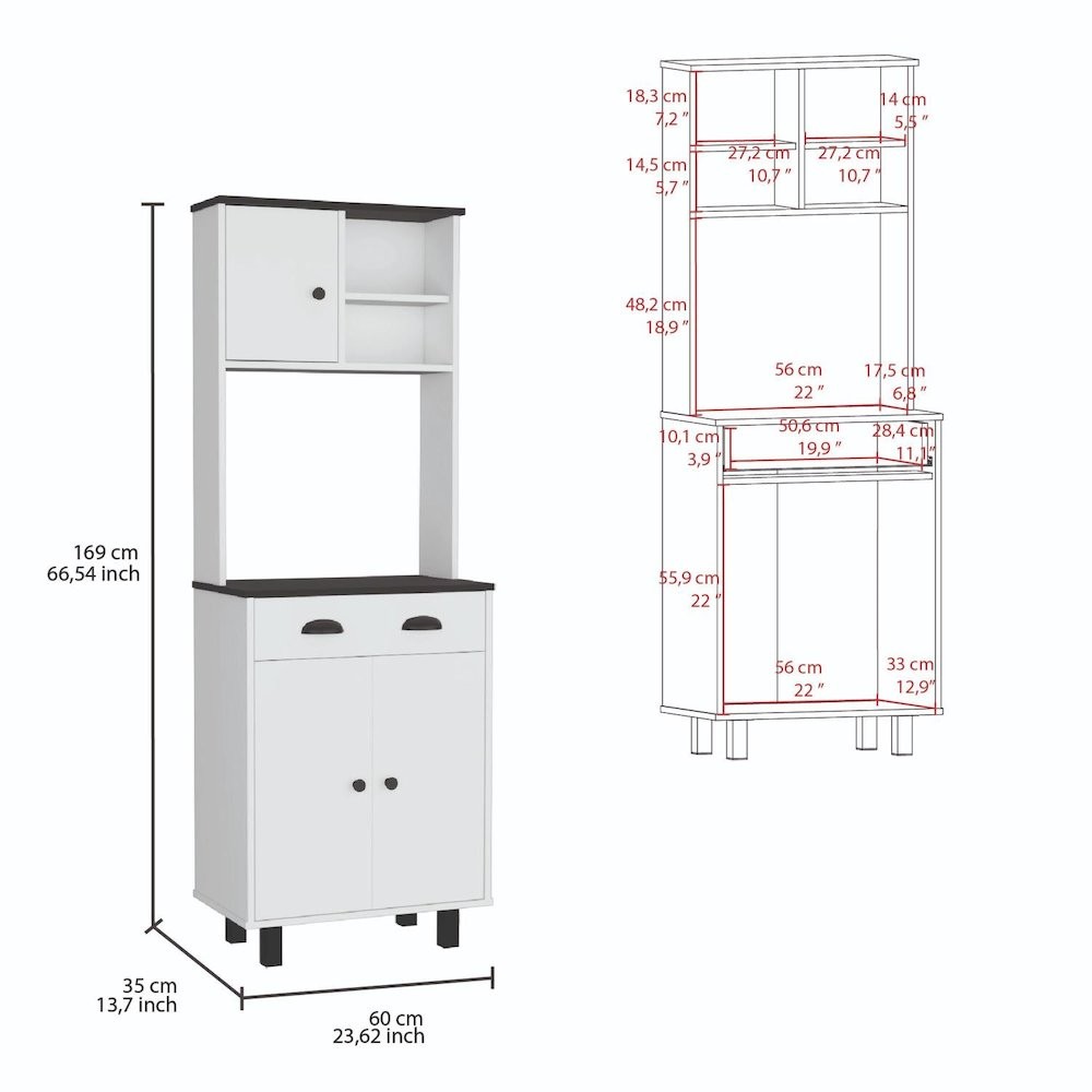 Salen Kitchen Pantry White/Black MDF