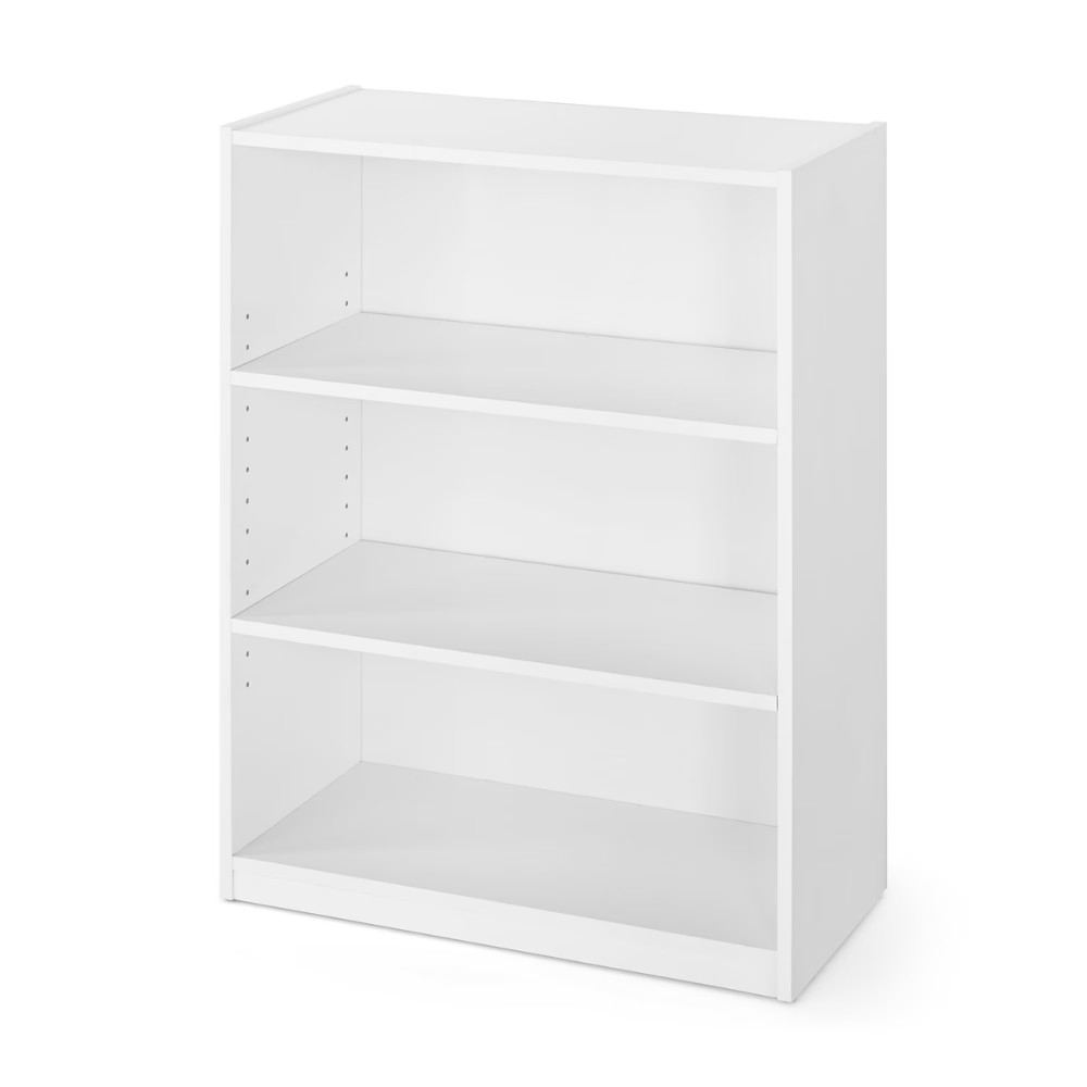 Mainstays 3-Shelf Wood Bookcase, Adjustable Shelves, Storage Display Unit, White