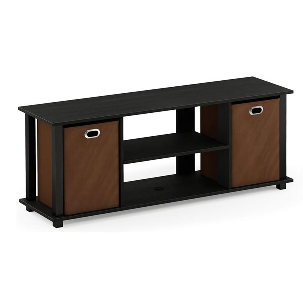 Pemberly Row Wood Entertainment Center for TV up to 50″ in Americano Black