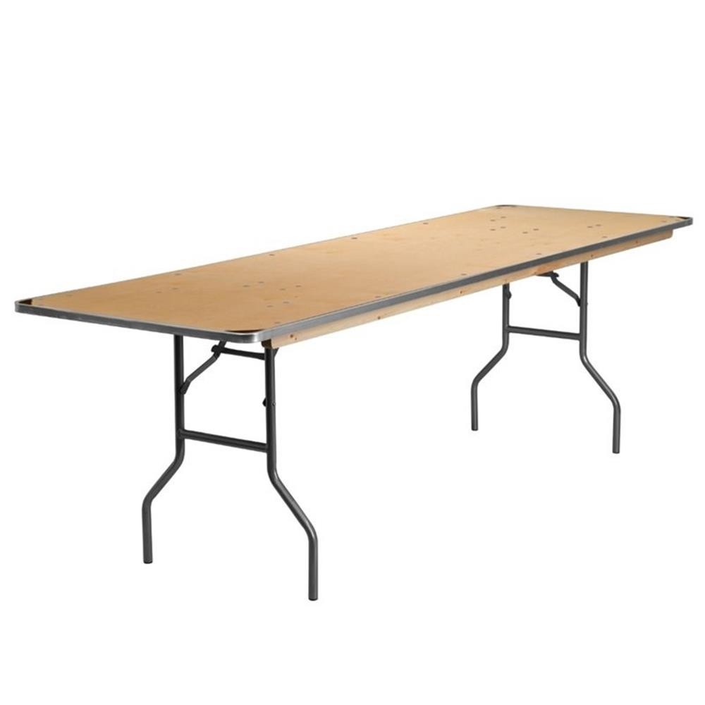 Flash Furniture 96″ x 30″ Birchwood Folding Banquet Table in Natural and Silver