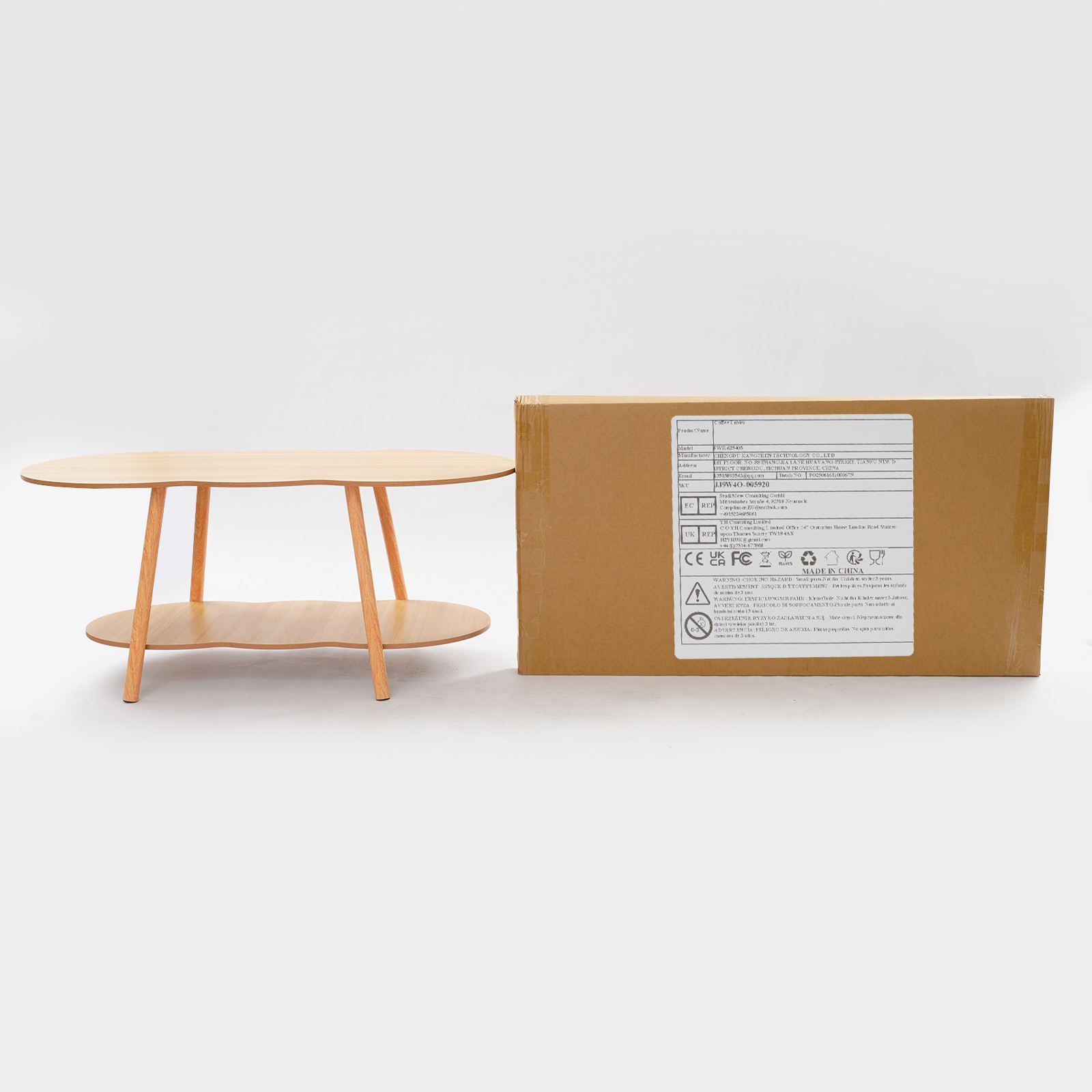 2-Tier Sofa Table Max 66.14 lbs Cloud Shape End Table 19.7in H Coffee Table