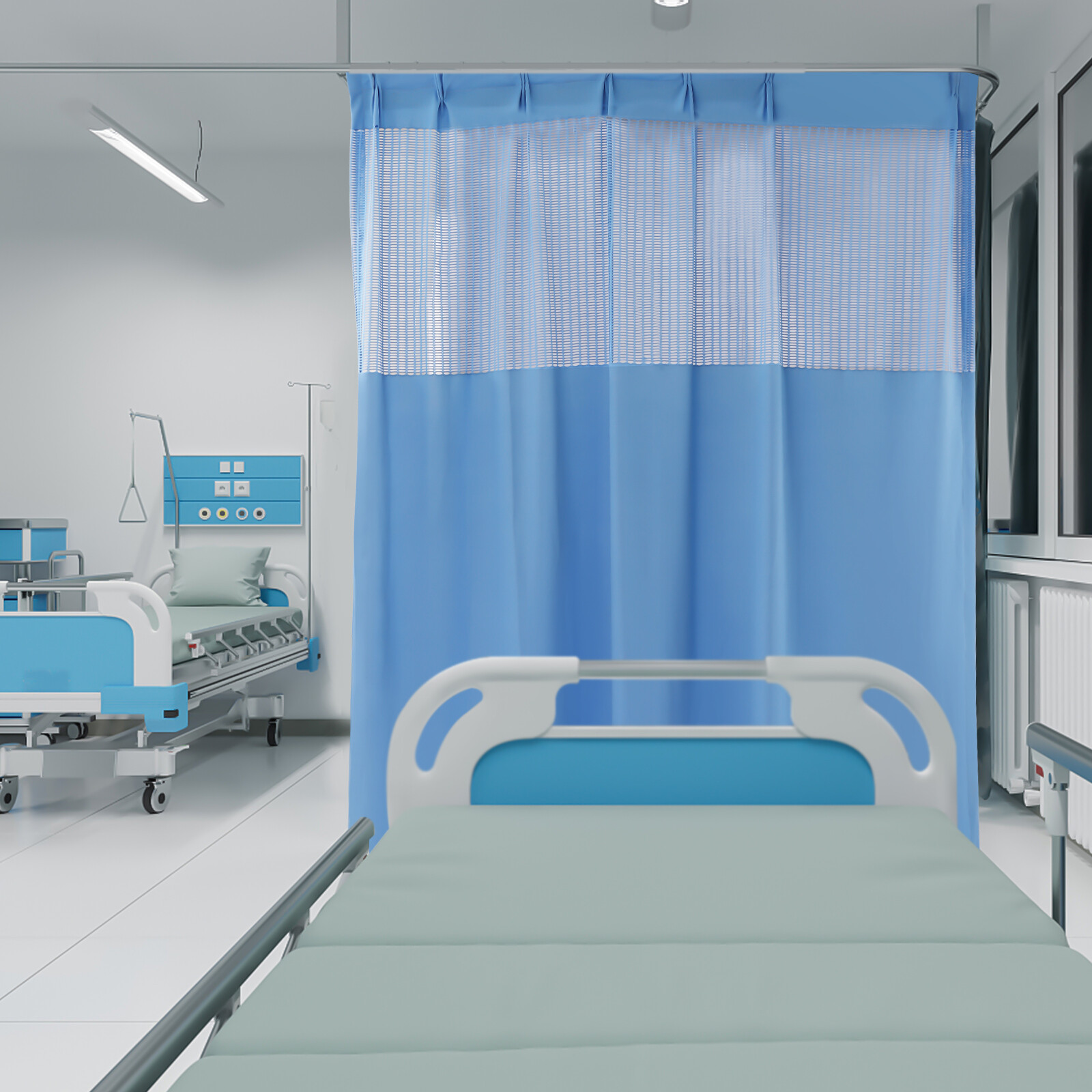 Hospital Cubicle Curtain Large Area With Strong Flat Hooks, For Medical Clinic