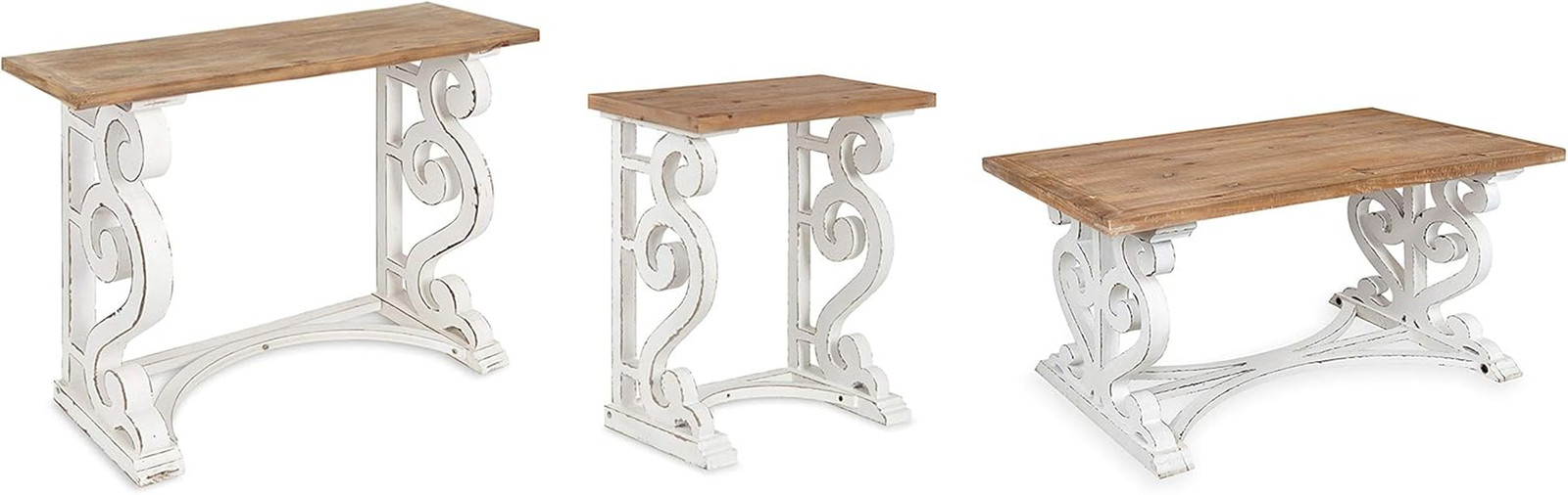Rustic Wyldwood Coffee Table, 38″x23″, Distressed Brown & White Farmhouse Style