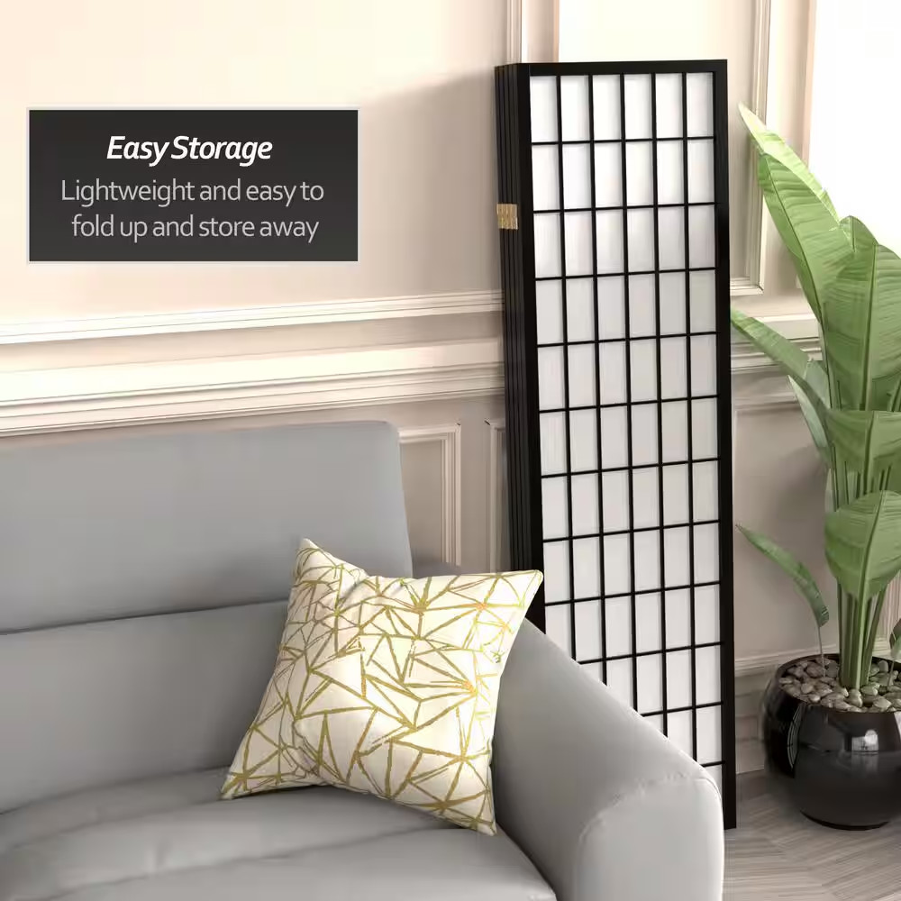 5 Ft. Black 5-Panel Room Divider