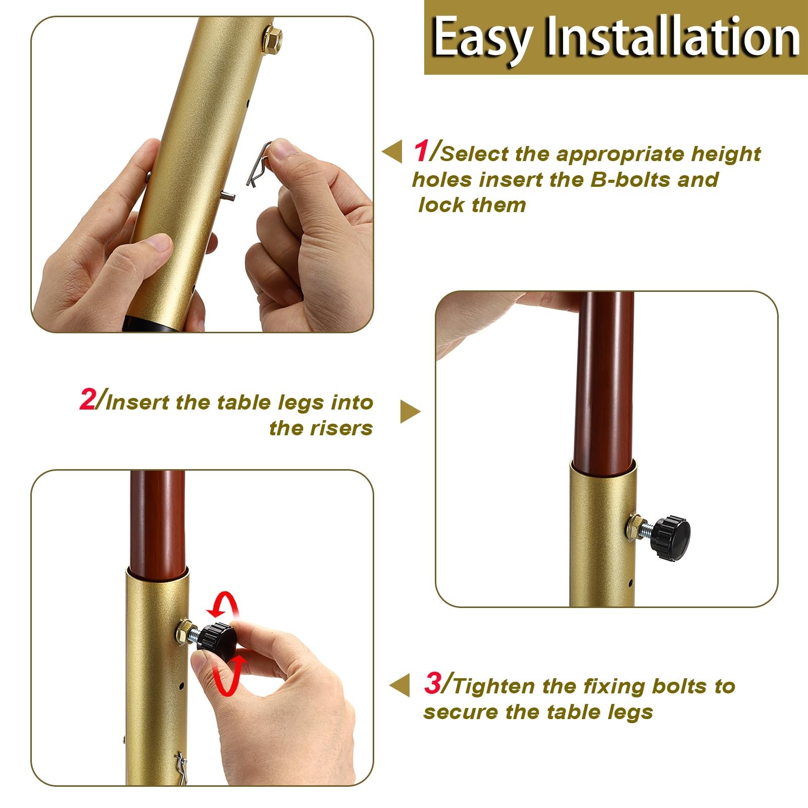 4 Pack Table Leg Extenders for Folding Tables, Adjustable Height Extensions f…