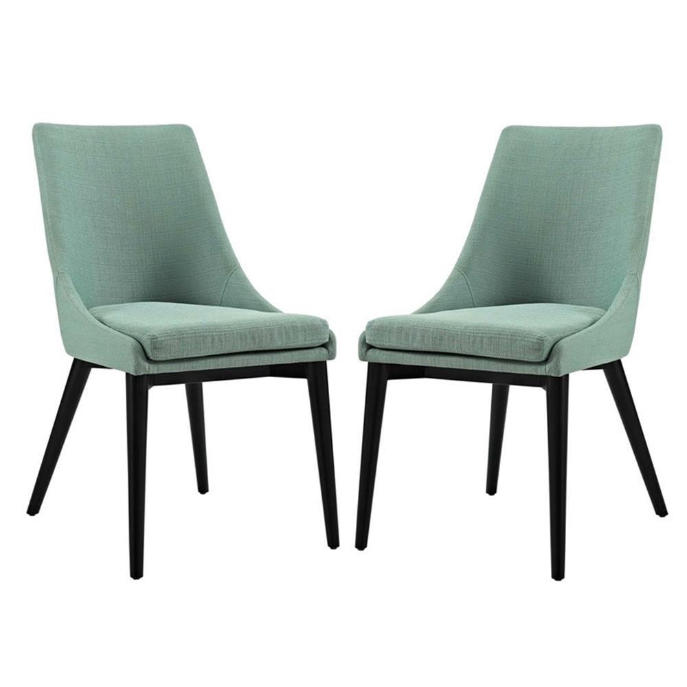 Modway Viscount 19″ Fabric Dining Side Chair in Black & Laguna Green (Set of 2)