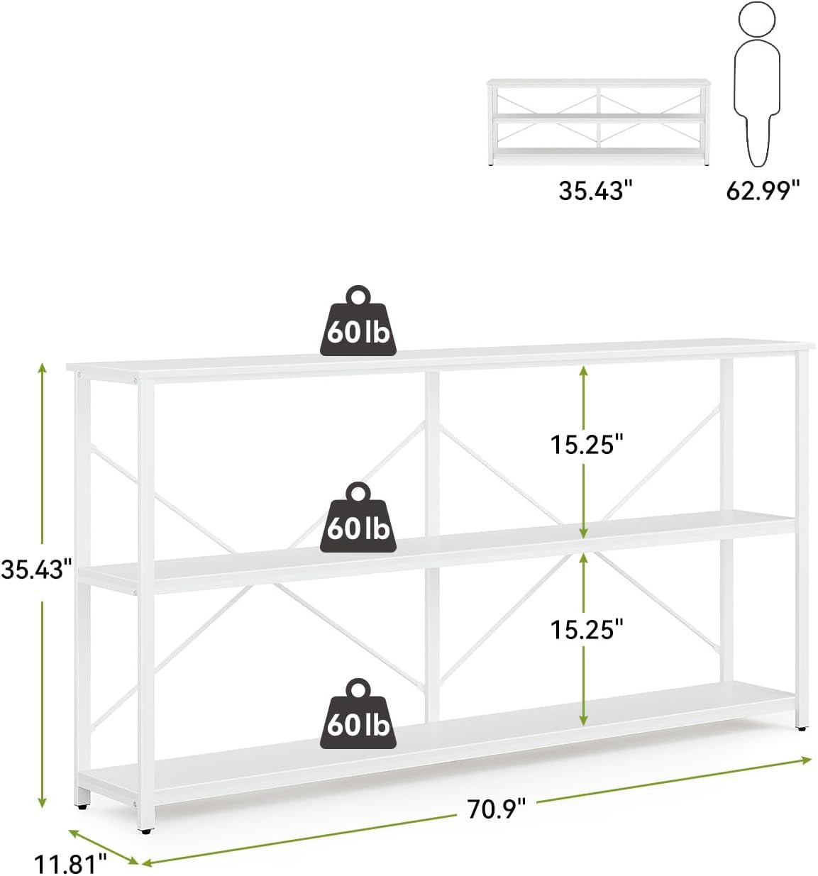 Modern 70.9″ Extra Long Console Table with Metal Frame for Living Room