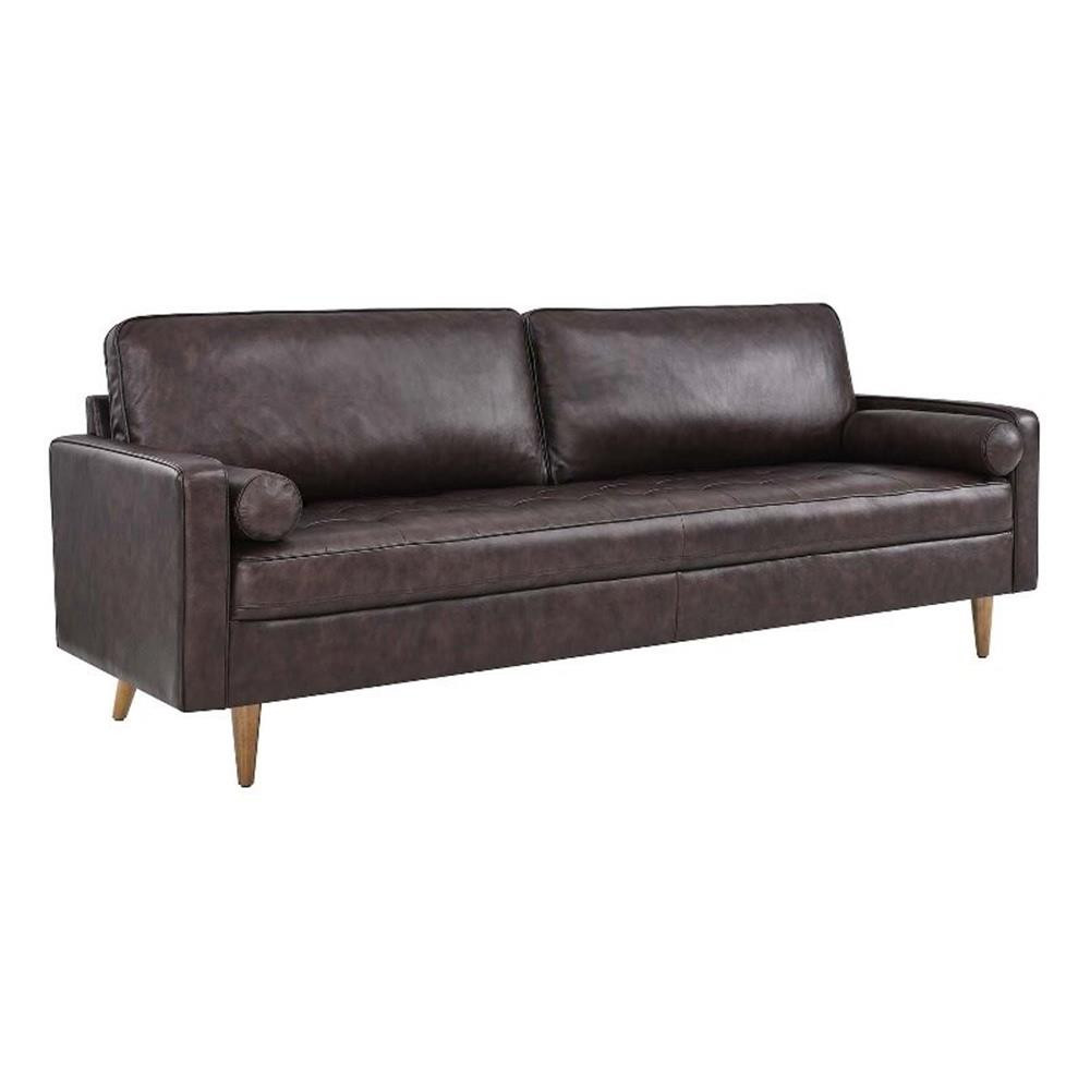 Modway Valour 88″ Modern Style Leather and Dense Foam Sofa in Brown Finish