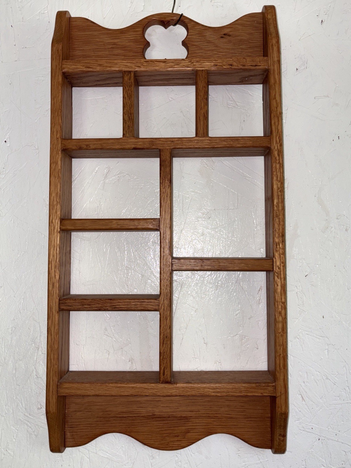 Wooden Oak Wall Shelf Knick Knack Country Cottage 2 Hanging Pegs 25x12x2