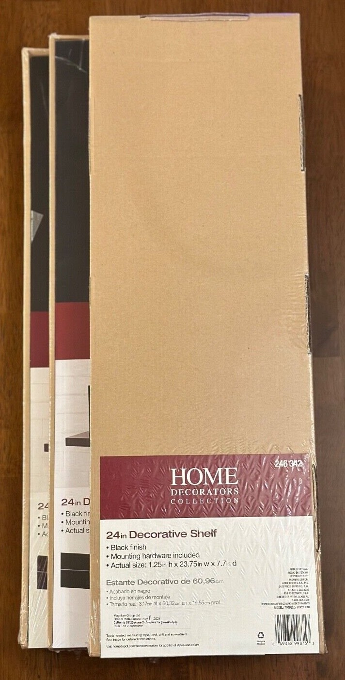Home Decorators Collection 24in Decorative Shelf 3 Pack Black Finish Brand New