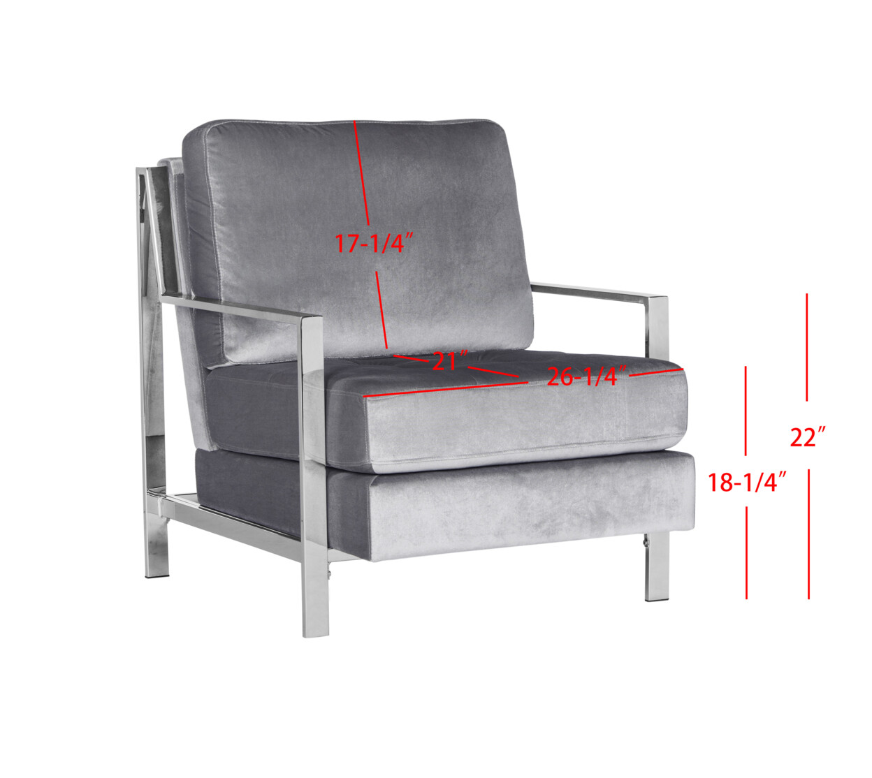 SAFAVIEH Walden Modern Tufted Velvet Chrome Accent Chair | Light Grey |