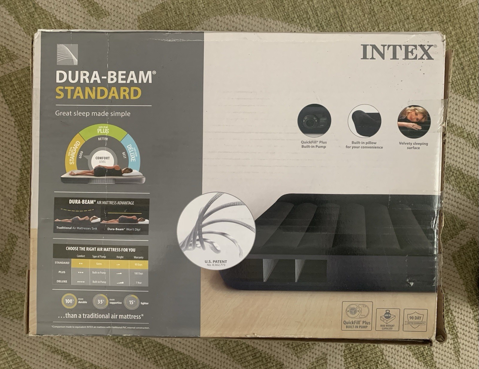 Intex Dura-Beam Standard Expedition Series 10″ Full Size Airbed W/Pump