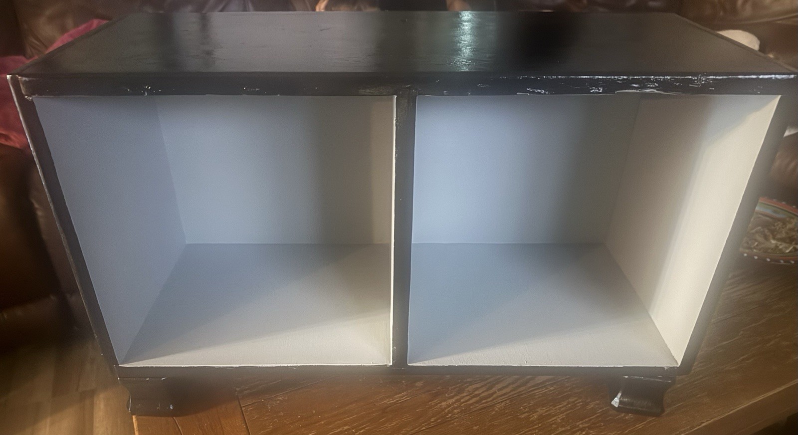 Refurbed 2-Cube Freestanding Open Face Cube Storage Unit, Wood, Black & gray