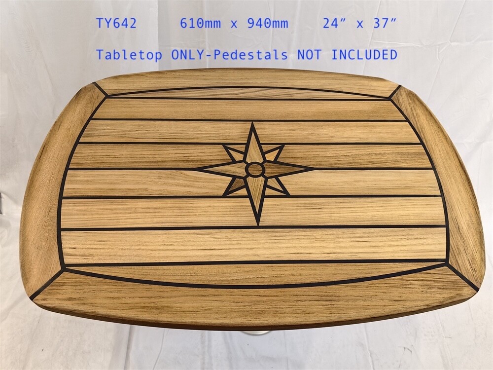 Boat Barrel Shape Teak Table Top ONLY 610mm x 940mm Marine Yacht Caravan-TY642