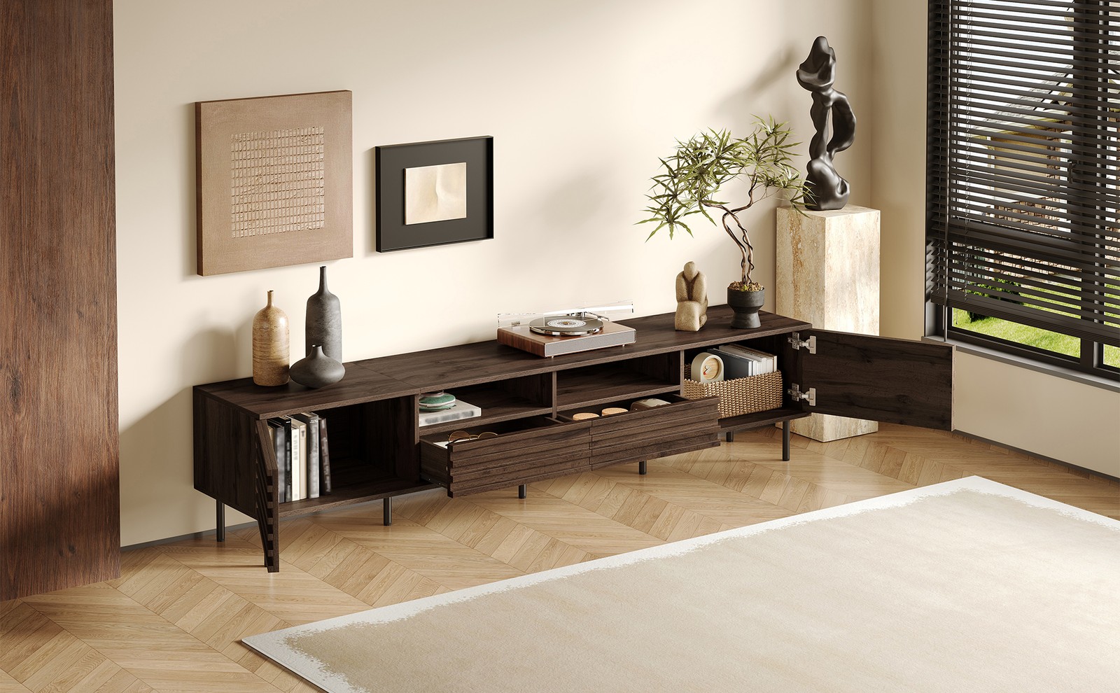 78″ Modern TV Stand for TVs up to 85″, Entertainment Center with Storage