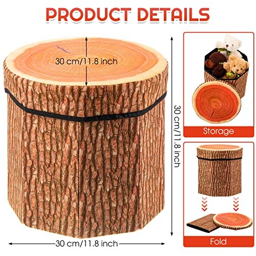 Pack Tree Stump Storage Stool 12 x 12 Inch Stool Ottoman, Cute 3 Classic