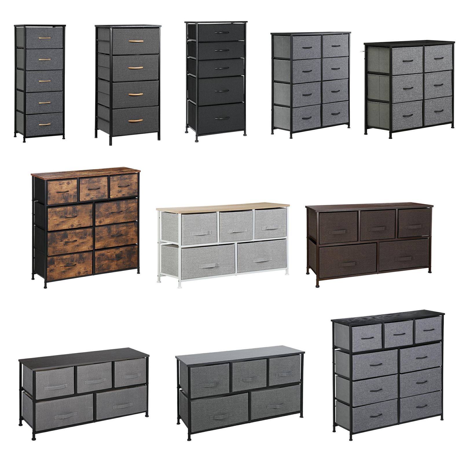 4/5/6/8/9 Drawers Dresser Fabric Chest of Drawers Storage Tower for Living Room