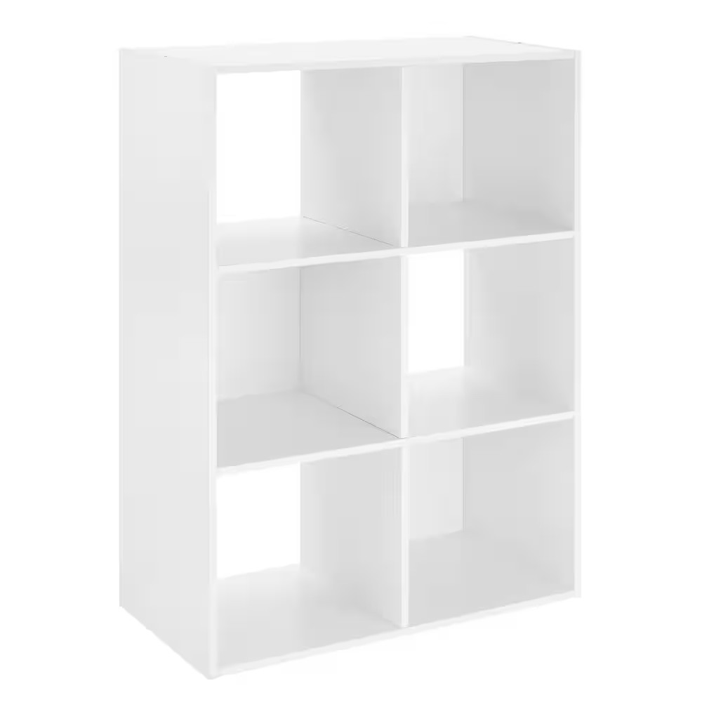35.5 In. H X 23.88 In. W X 11.75 In. D – White Laminate 6 Compartment Cube Stora