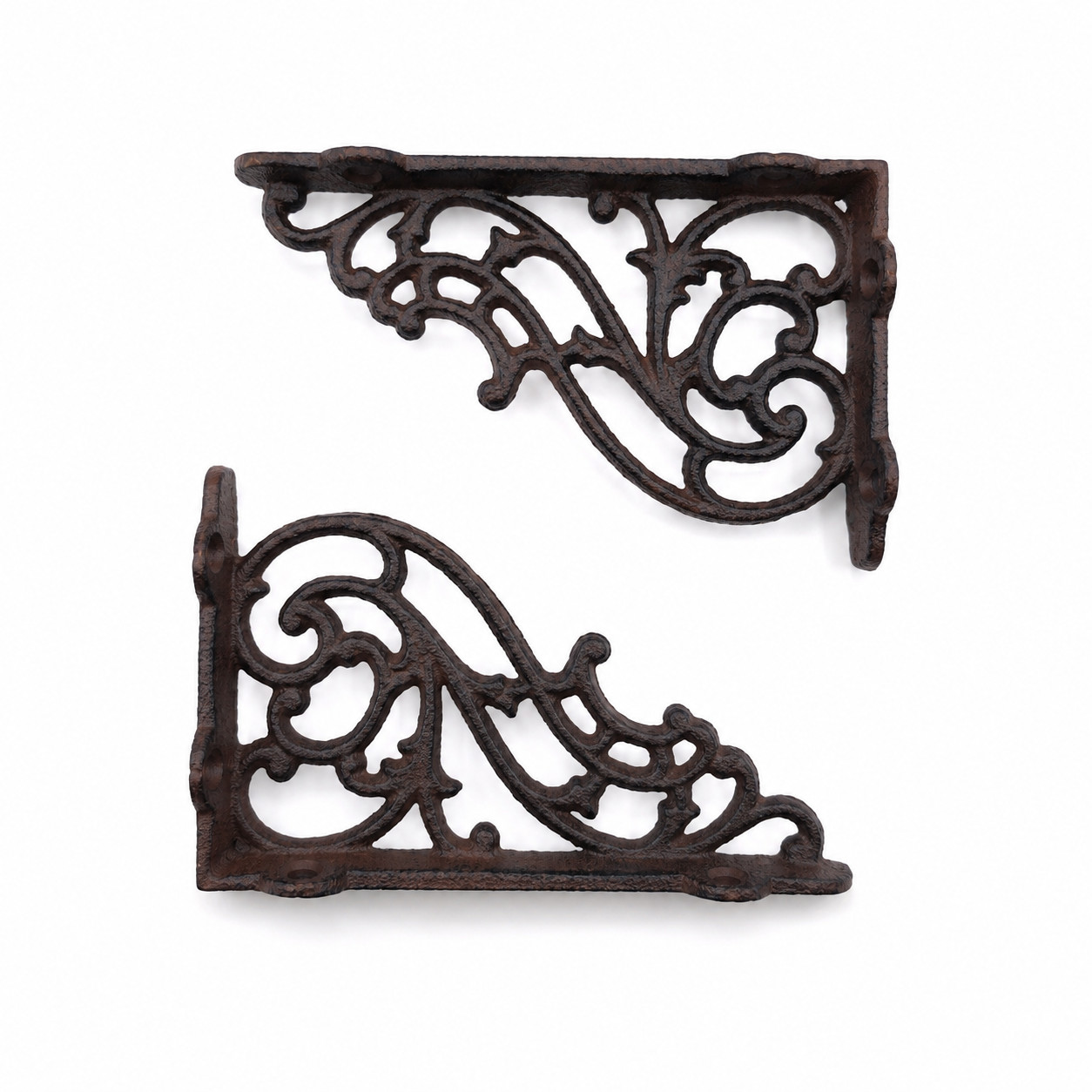2 Cast Iron Shelf Brackets Scroll Antique Rustic Small Wall Braces