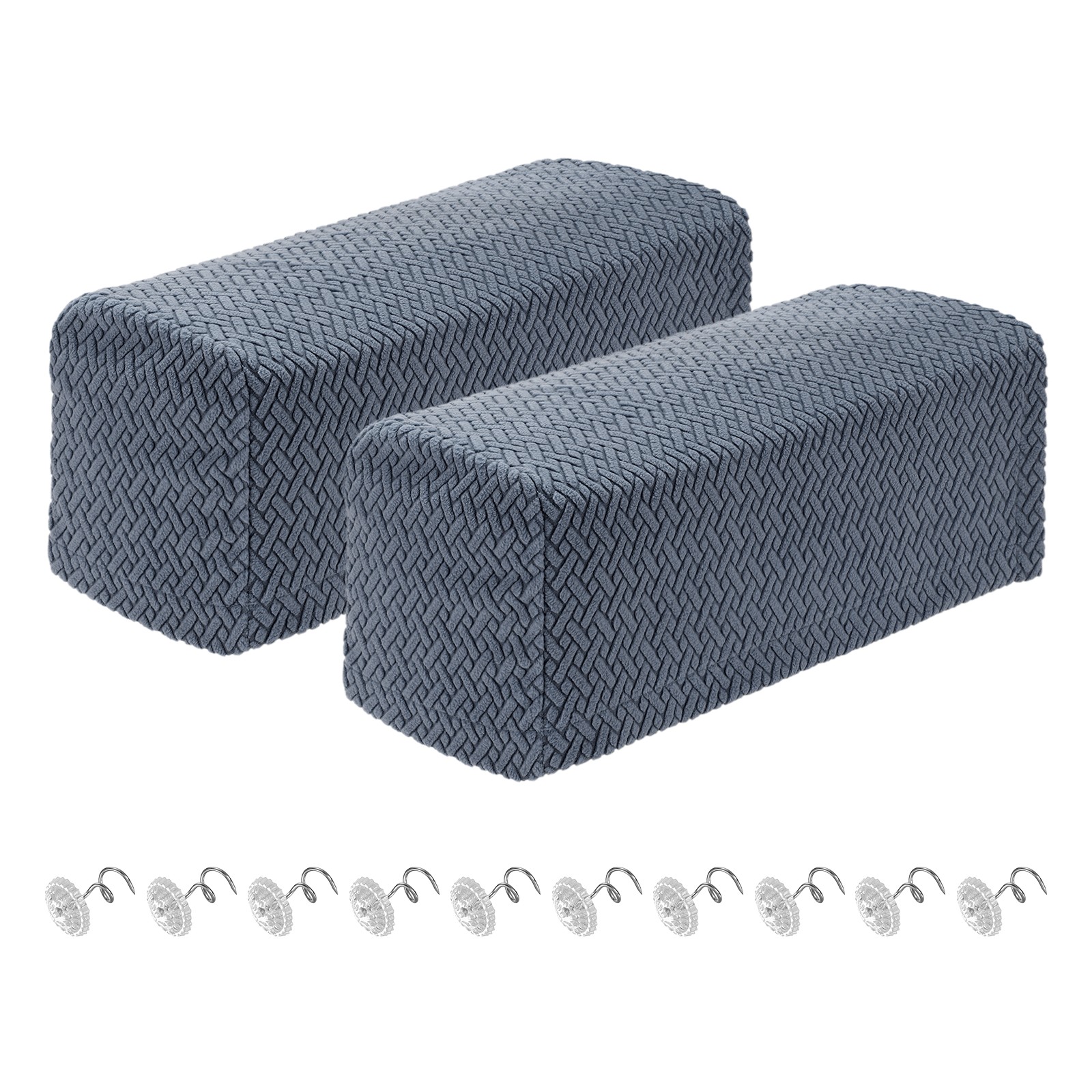2Pcs Couch Arm Covers, Stretch Sofa Armrest Cover (19.6″- 21.6″, Blue Grey)