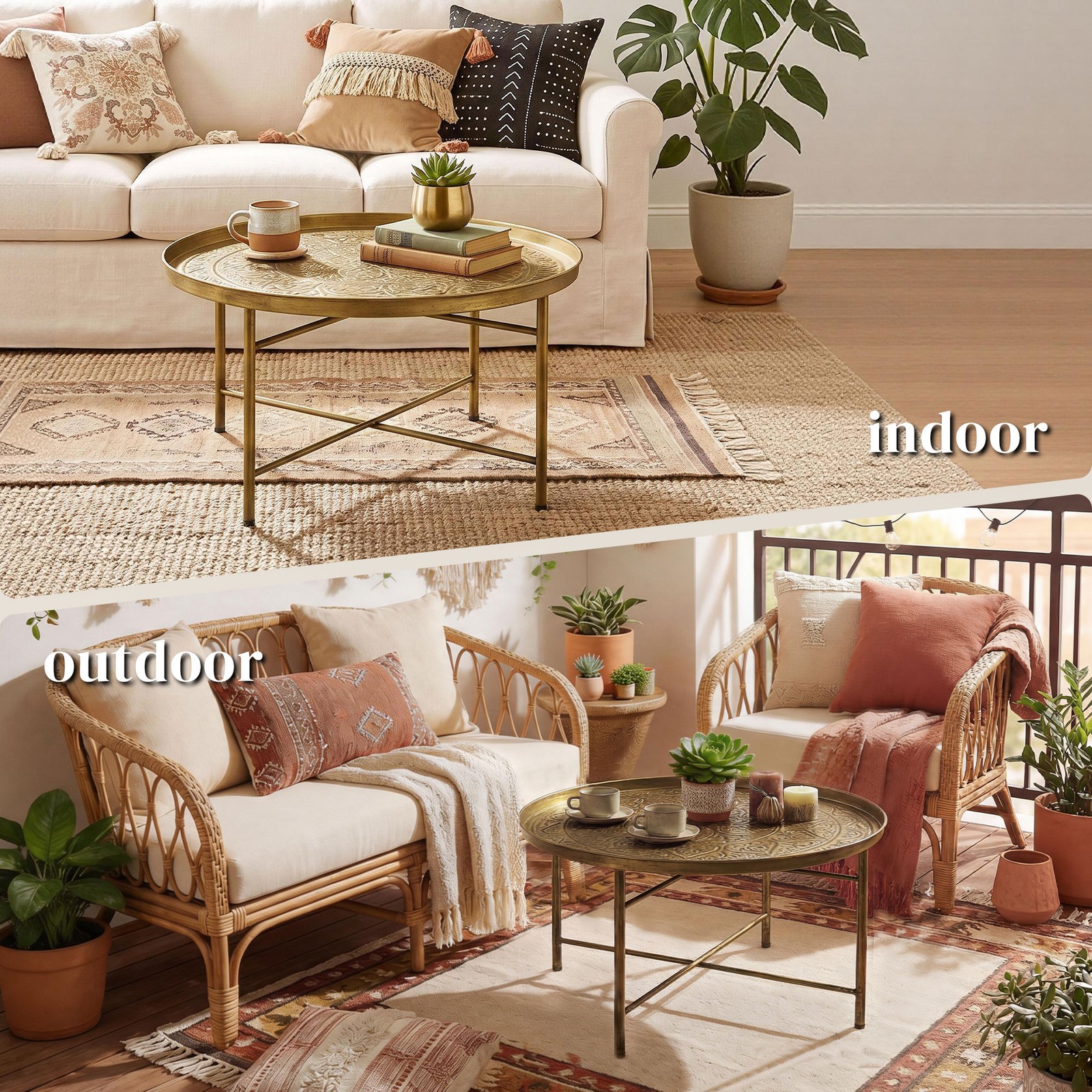 HOMCOM 24″ Round Coffee Table, Gold, Refurbished