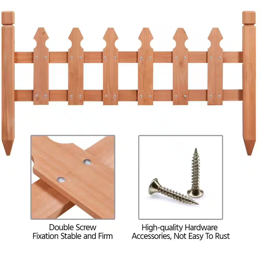 11.5 In. H X 35.5 In. W Rustic Wood Garden Fence Pricket Fencing Border Set of 5