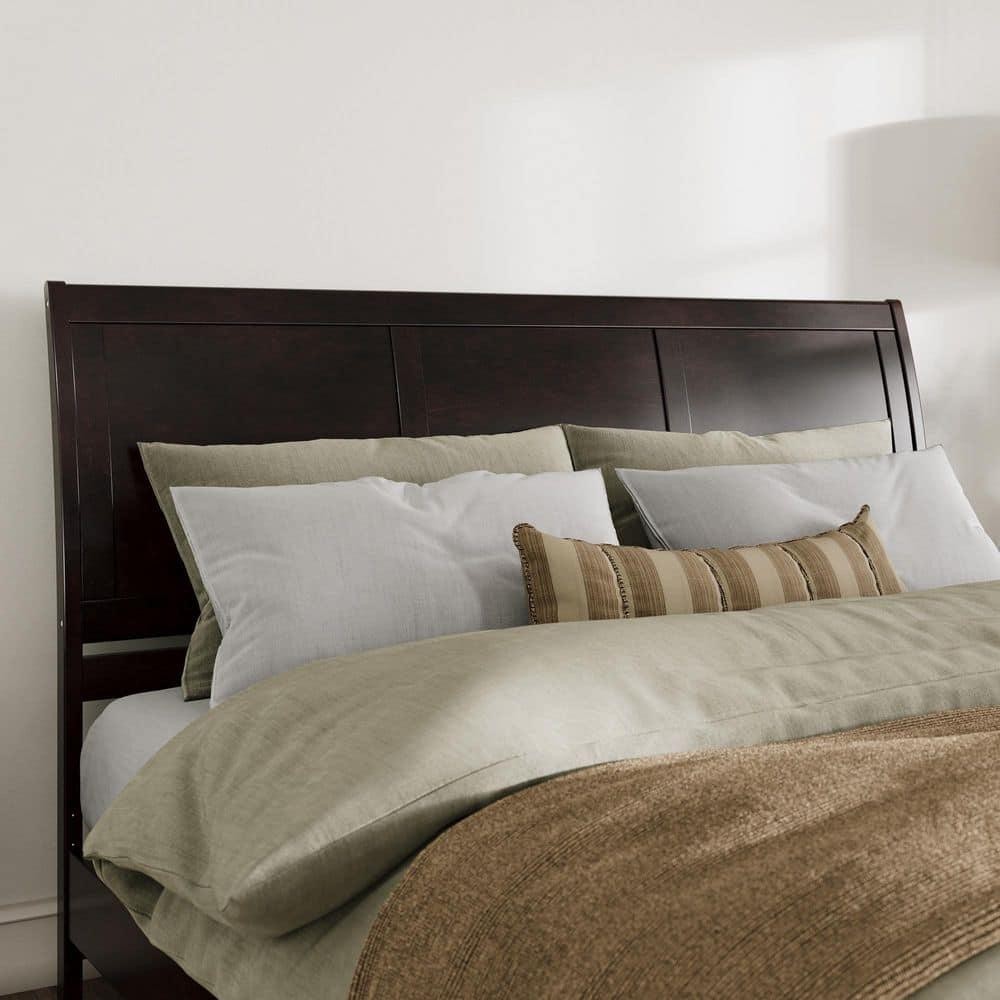 AFI Portland Brown King Sleigh Solid Wood Panel Headboard w/ Attachable Charger