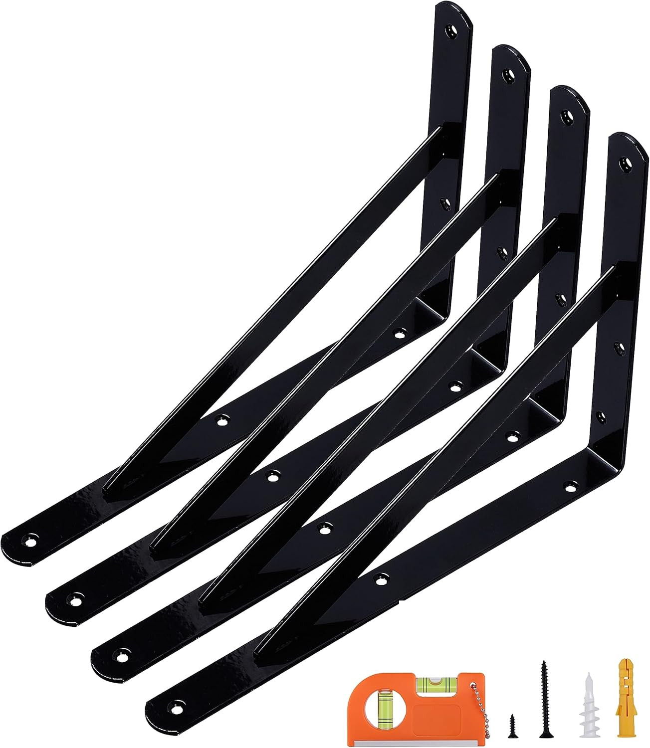 4-Pack 12 Inch Heavy Duty Shelf Brackets, Large Wall Bracket for Garage Storage