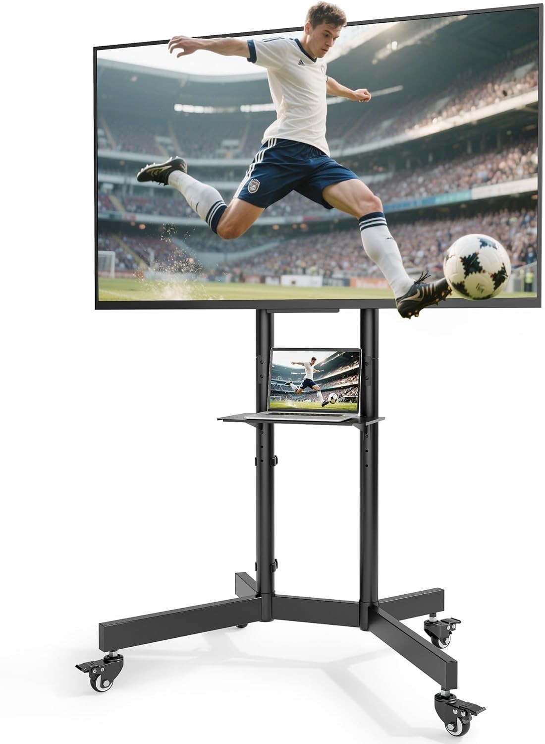 Upgraded Rolling TV Stand for 32-86 Inch Tvs up to 200 Lbs, Heavy Duty Mobile TV