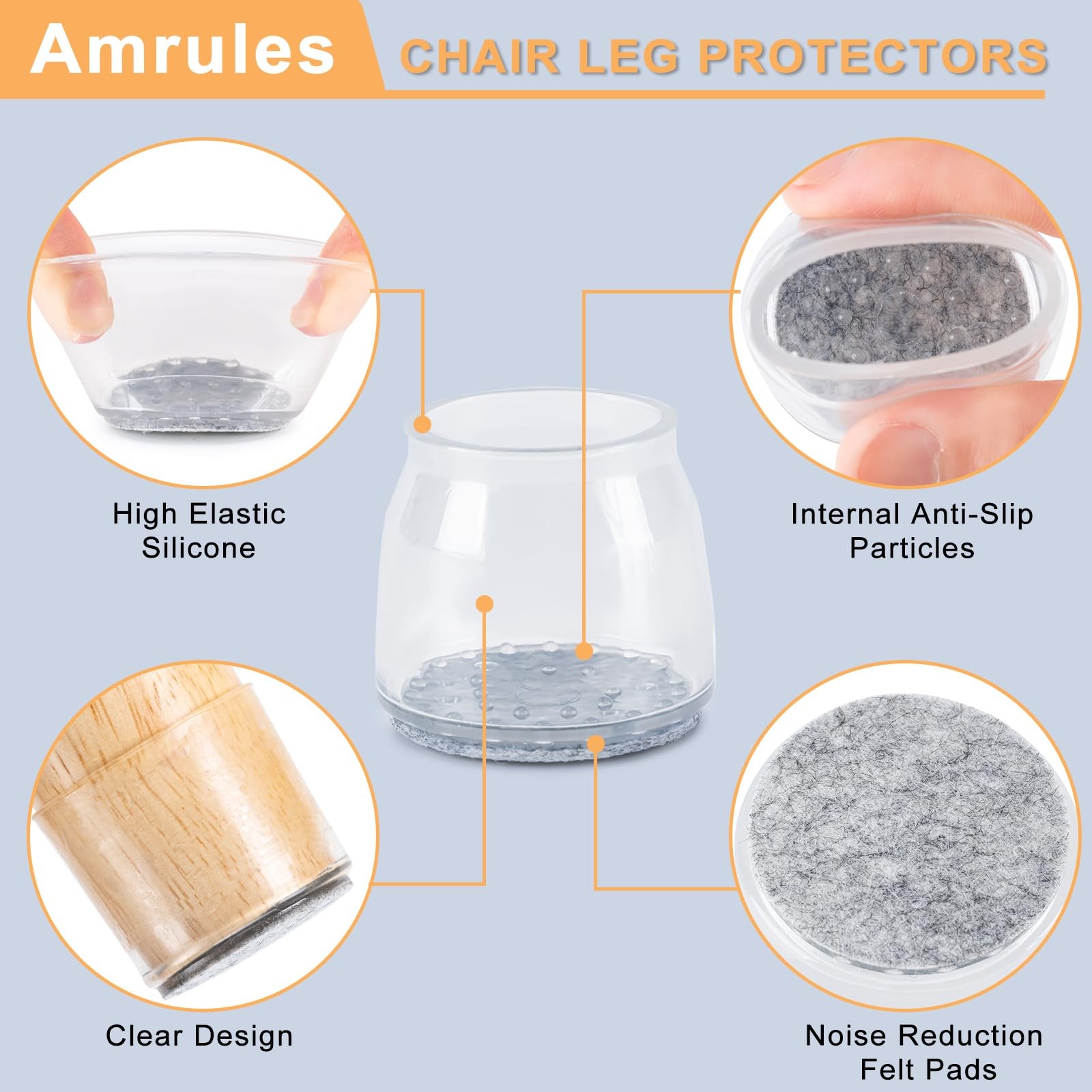 36Pcs Chair Leg Floor Protectors for Hardwood Floors, Silicone Chair Feet Caps