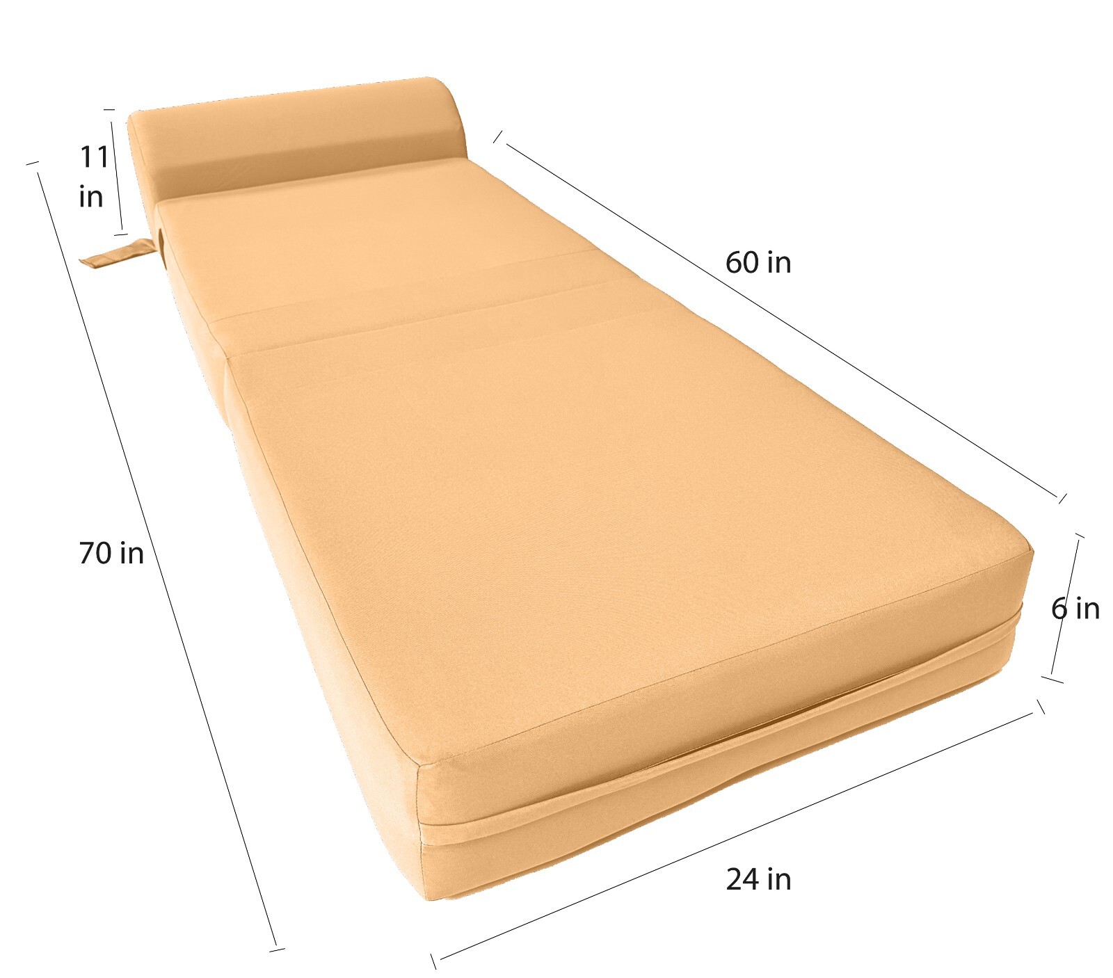 White Sleeper Chair Folding Foam Beds, Portable Sleepover Couch Pad 6 x 24 x 70