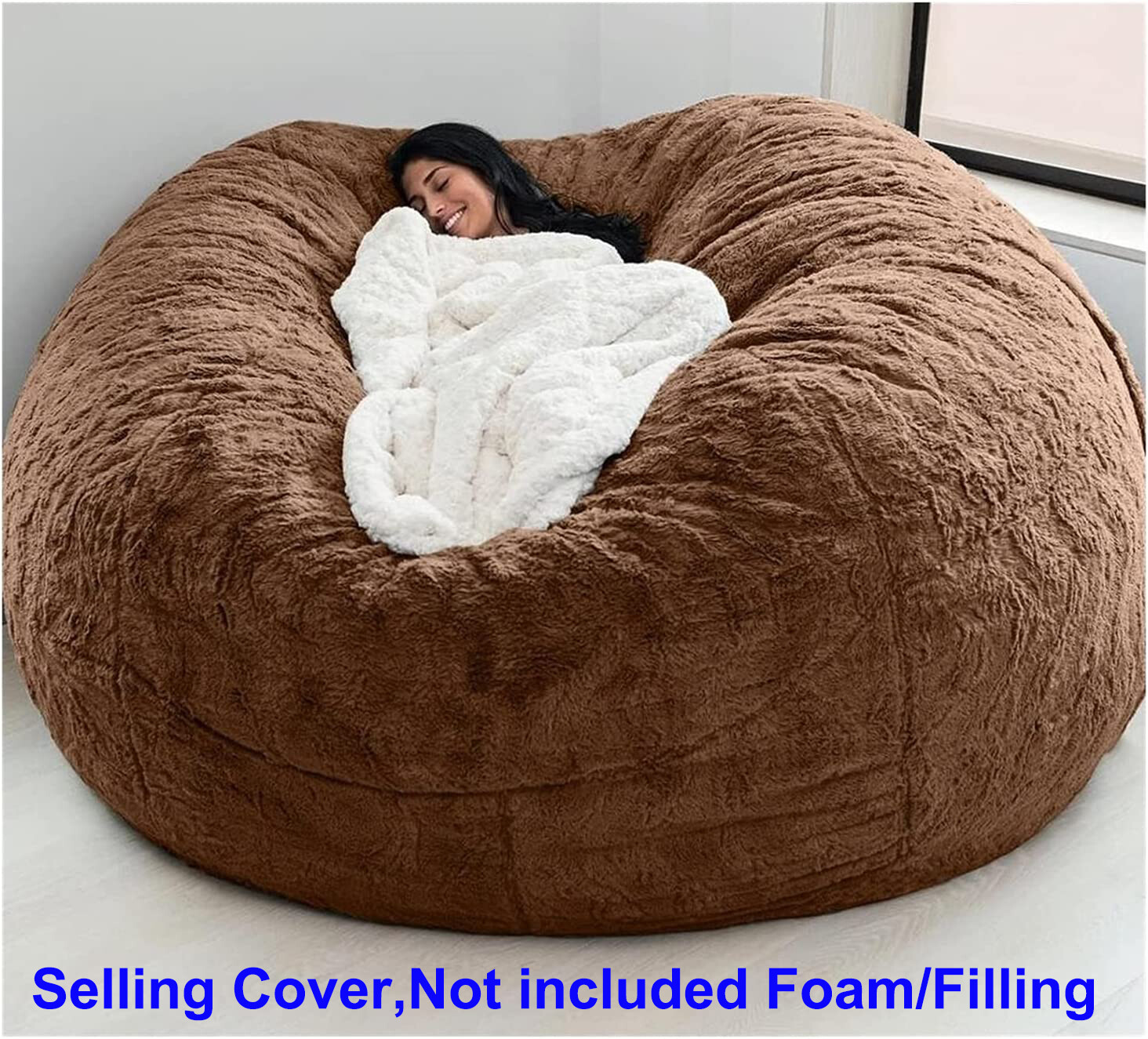 7FT Foam Giant Bean Bag Microsuede Memory Living Room Chair Lazy Sofa Soft Cover