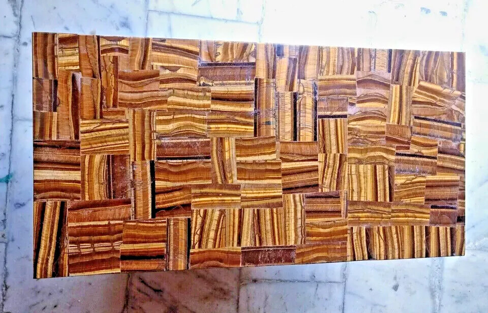 Unique Tiger Eye Stone Table / Golden Dining Table / Buffet Countertop Slab Tops