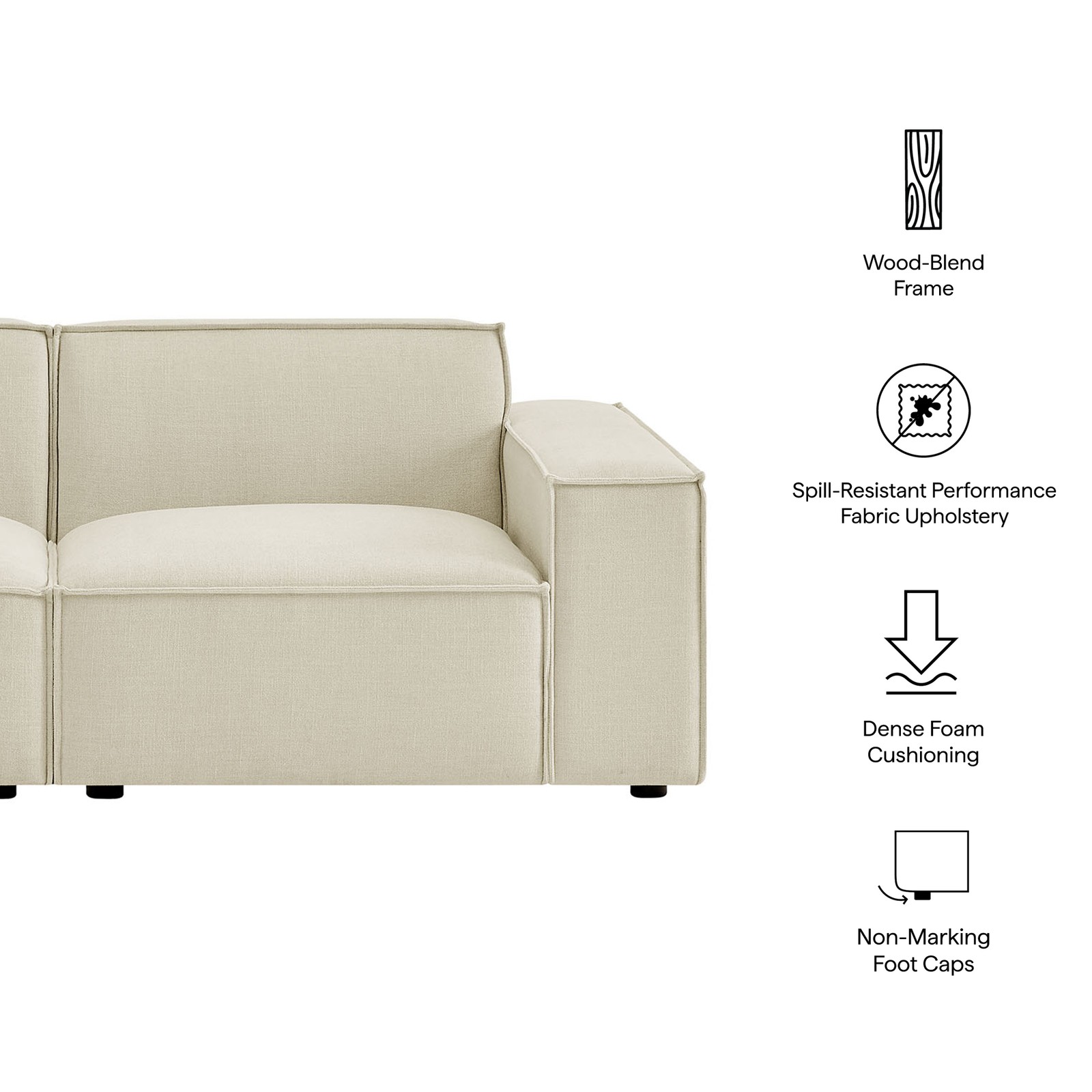 Restore 2-Piece Performance Fabric Upholstered Modular Loveseat in Ecru