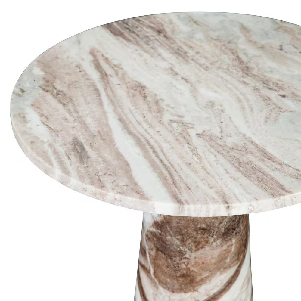 Joni 18 In. Brown round Marble End Table