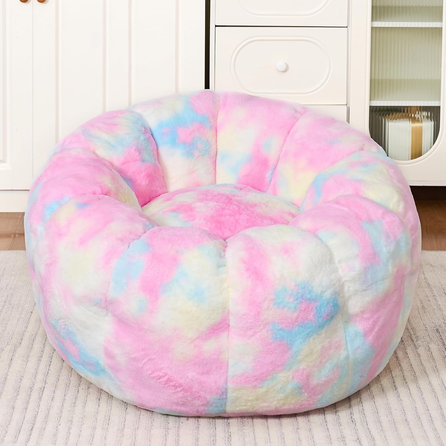 Bean Bag Chair Floral Shaped Beanbag Faux Fur Adult Teen Kids Comfy Chair W/