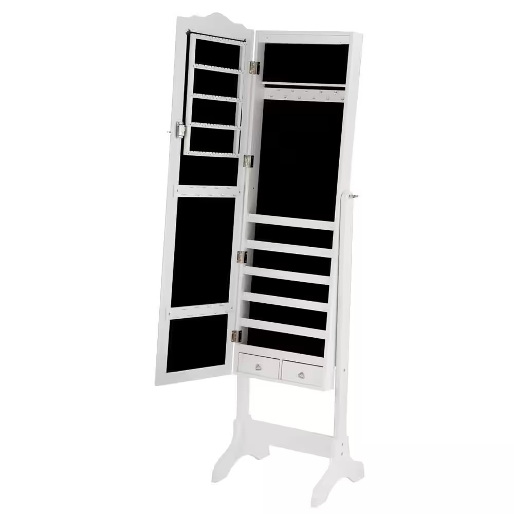 61.5 In. H X 18 In. W X 14.5 In. D 4-Tilting White Position Jewelry Organizer Va