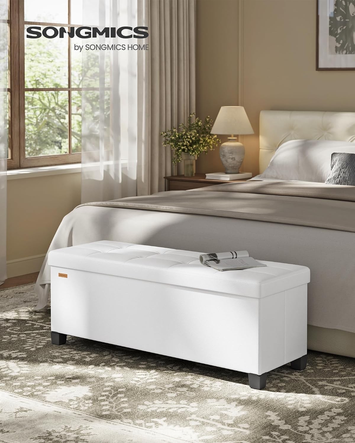 Storage Ottoman Storage Bench W/ Legs 15 x 43.3 x 15.7 Inches Ottoman Bench