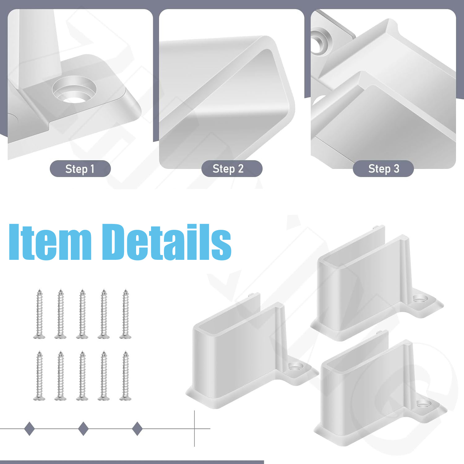 (16) WIRE SHELF END BRACKET, WHITE PLASTIC CLOSET SHELVES BRACKETS,WALL MOUNT W