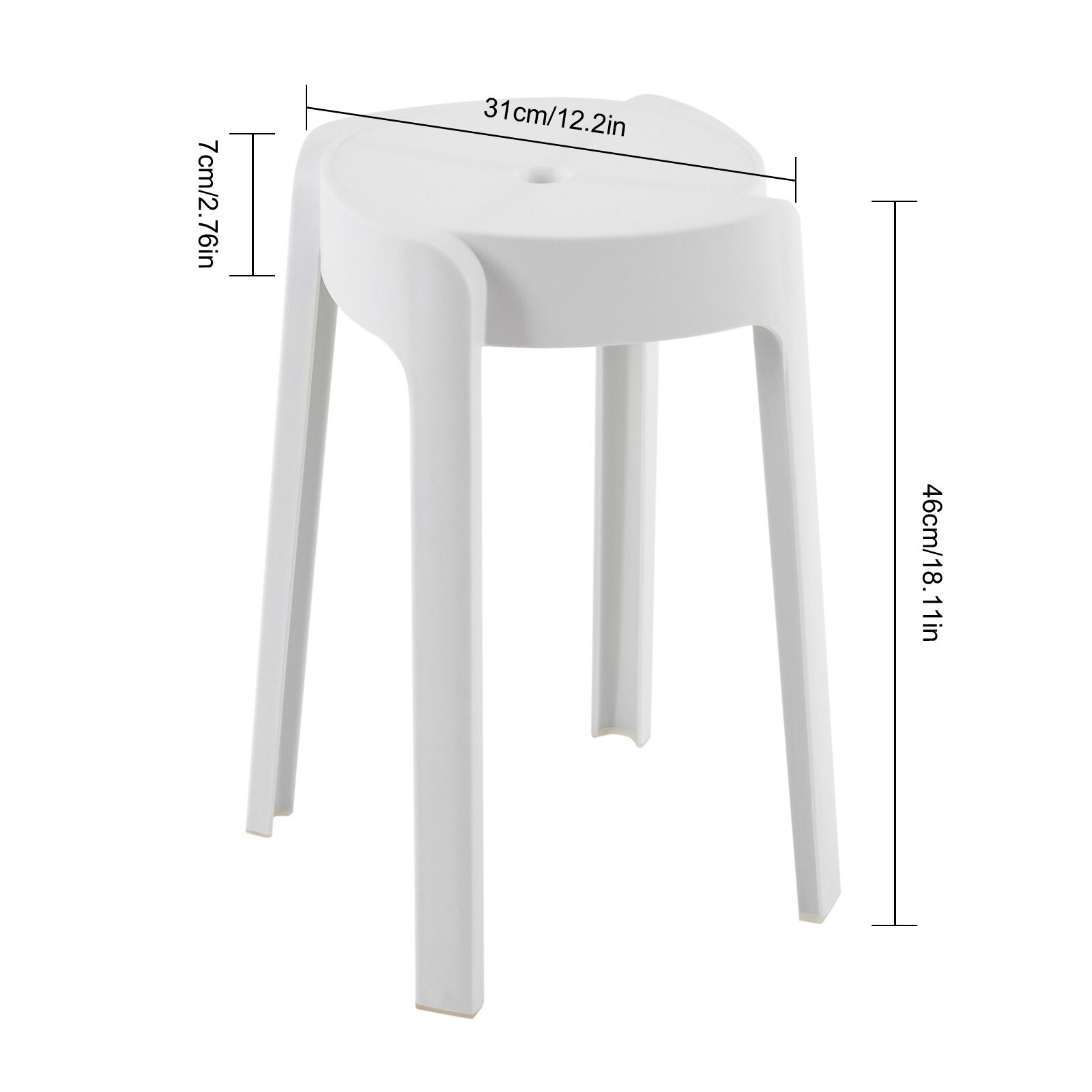 5Pcs Plastic Stools 18” Height Indoor OutdoorKitchen Bar Chairs Stackable White